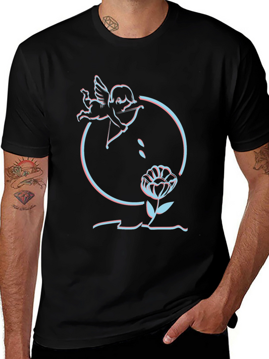 Cupids Flower Black T-Shirt
