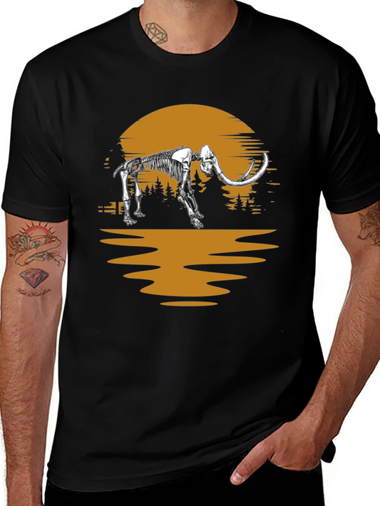 Mammoth Skeleton Sunset Graphic Tee - Unique Print