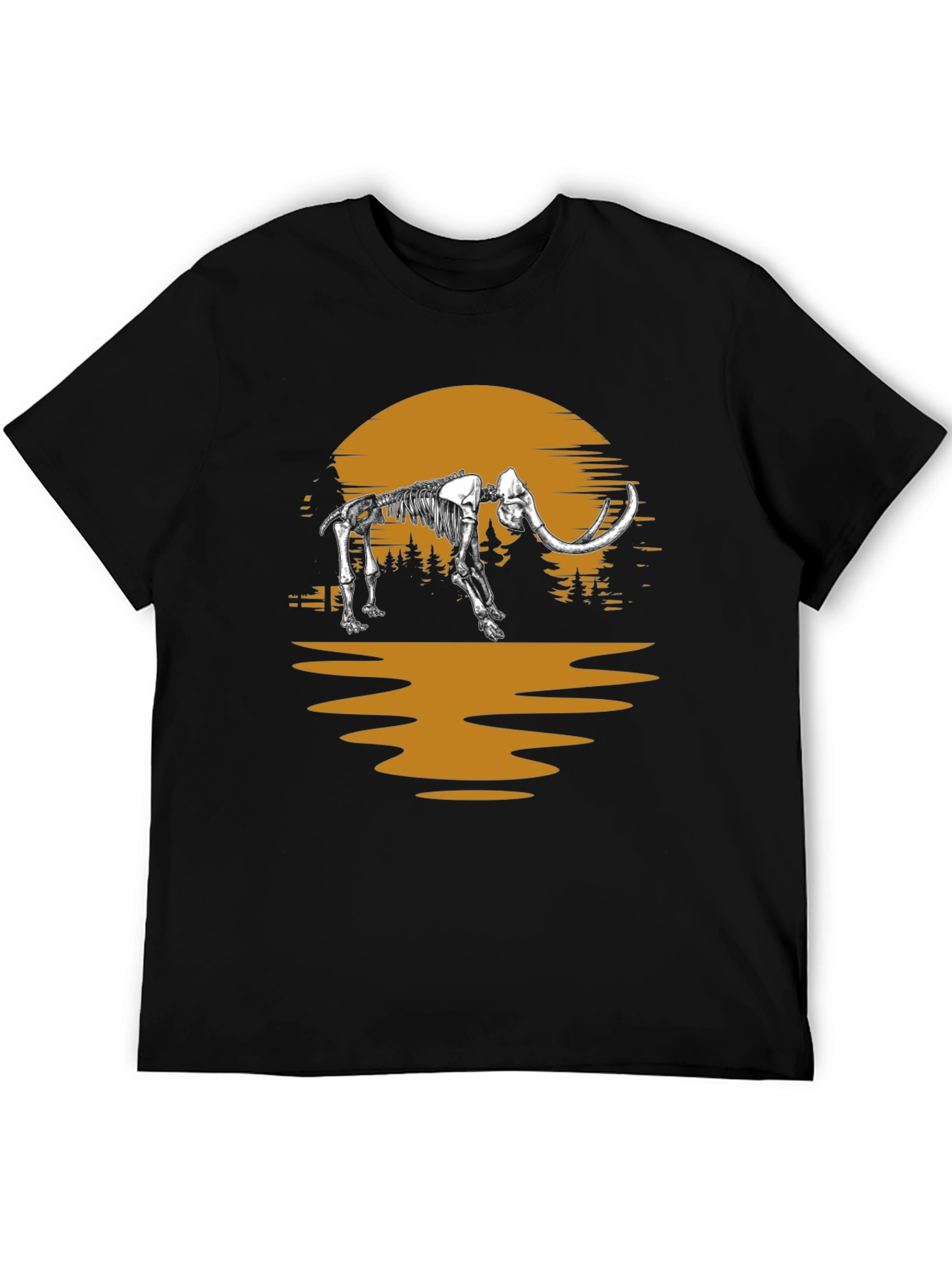 Mammoth Skeleton Sunset Graphic Tee - Unique Print