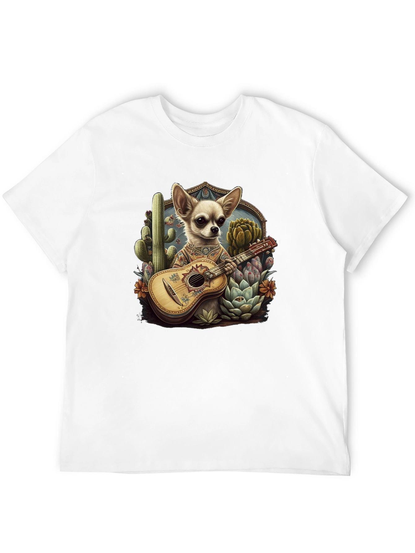 Chihuahua Guitarist Graphic T-Shirt - Mens Black Tee