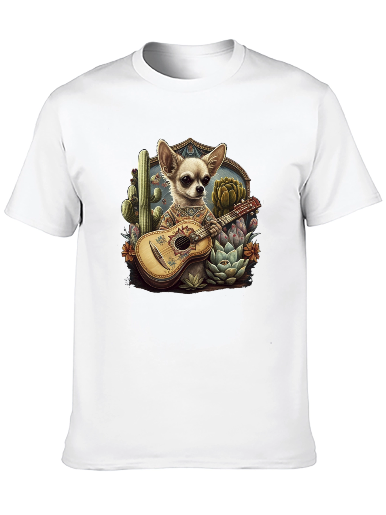 Chihuahua Guitarist Graphic T-Shirt - Mens Black Tee