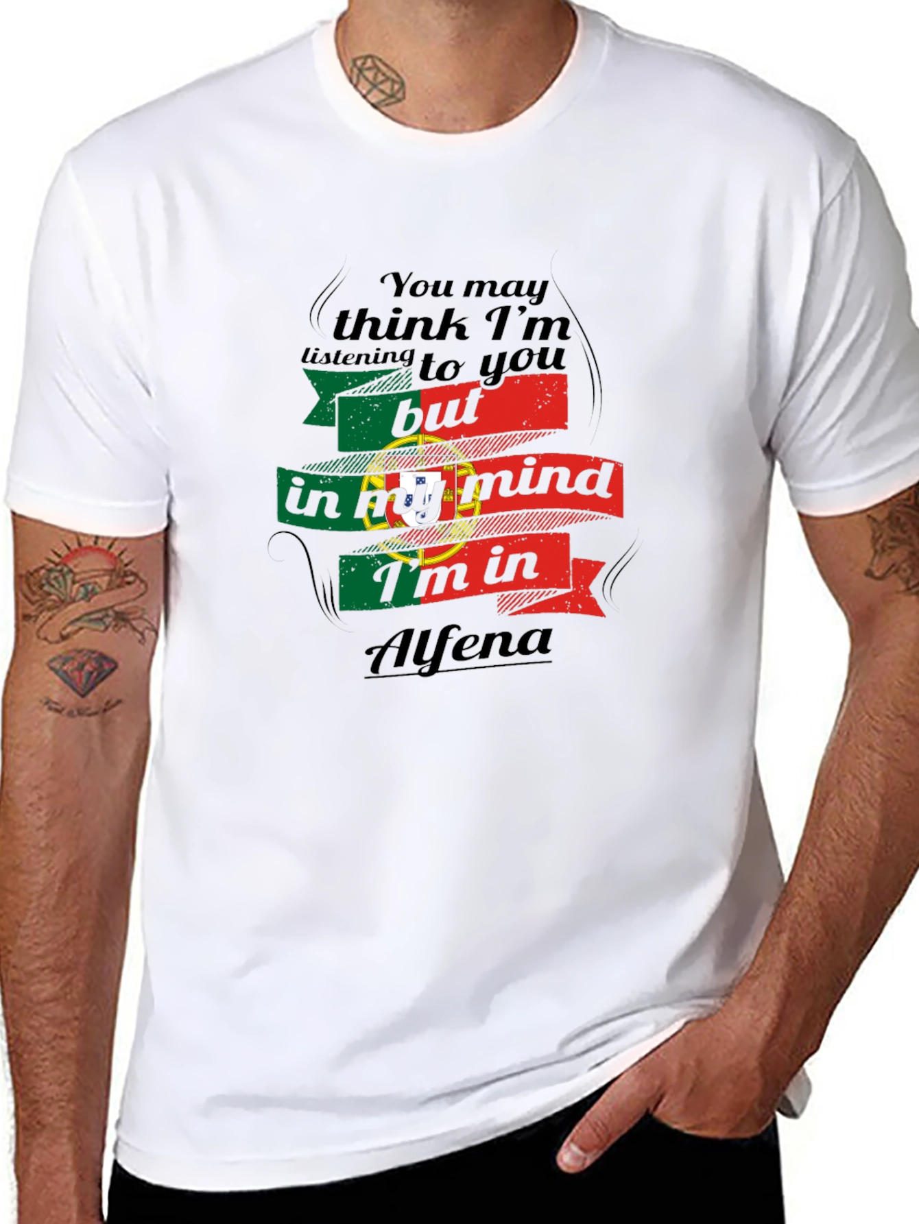 Alfena Portugal Mind T-Shirt - Black Cotton Tee