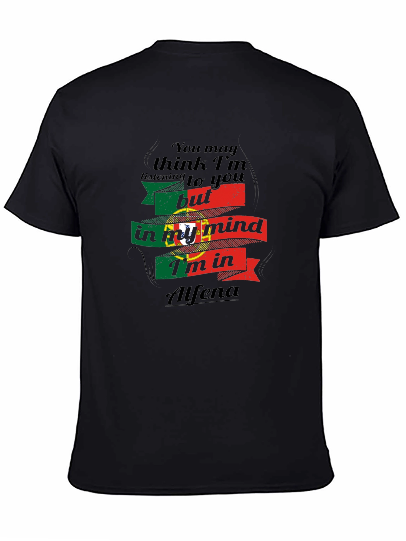 Alfena Portugal Mind T-Shirt - Black Cotton Tee