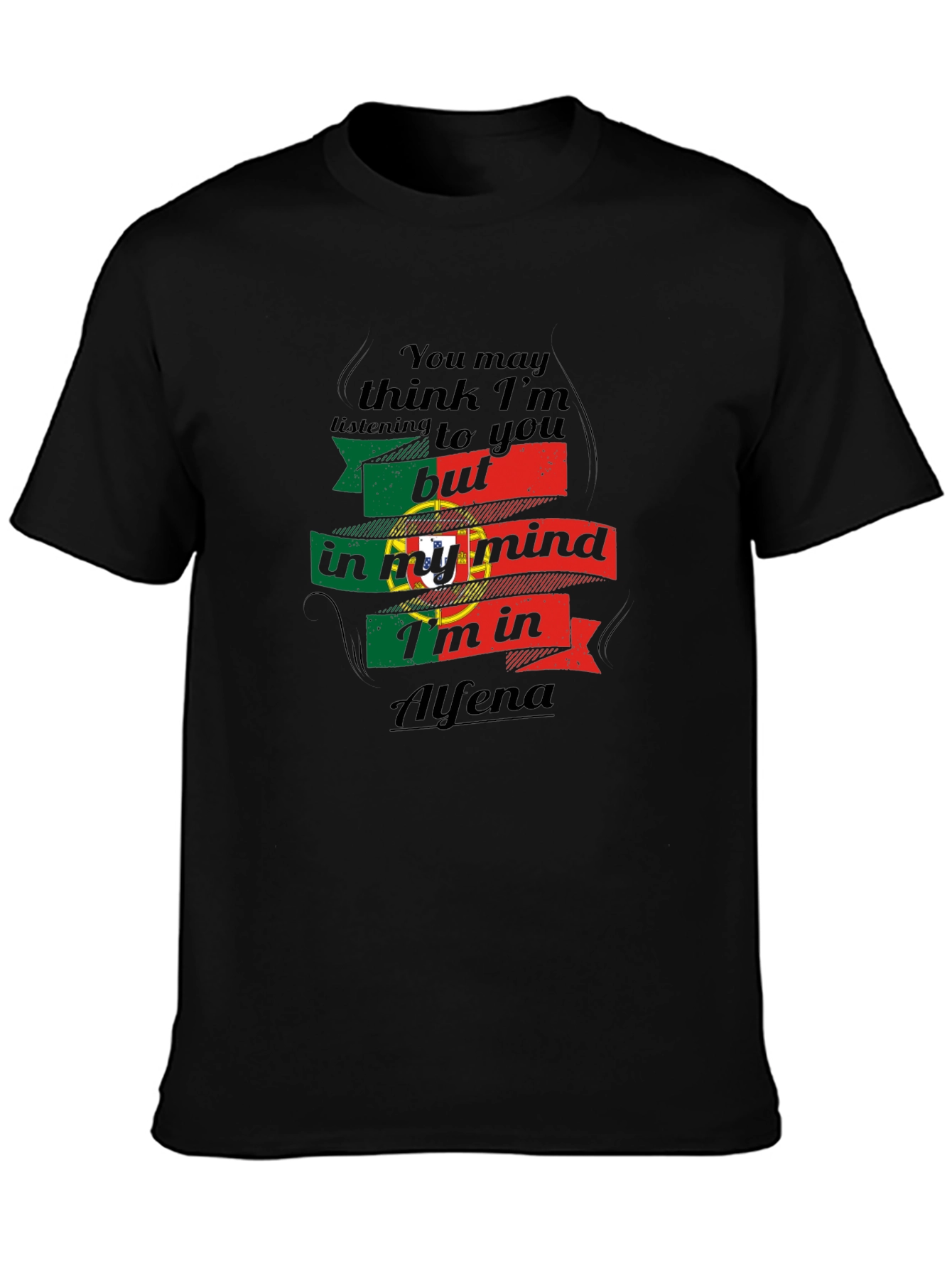Alfena Portugal Mind T-Shirt - Black Cotton Tee