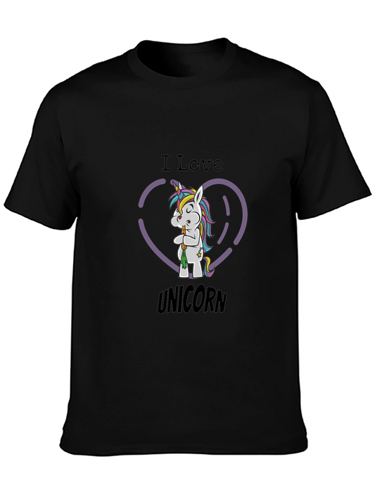 I Love Unicorn Graphic Tee - Mens Black T-Shirt