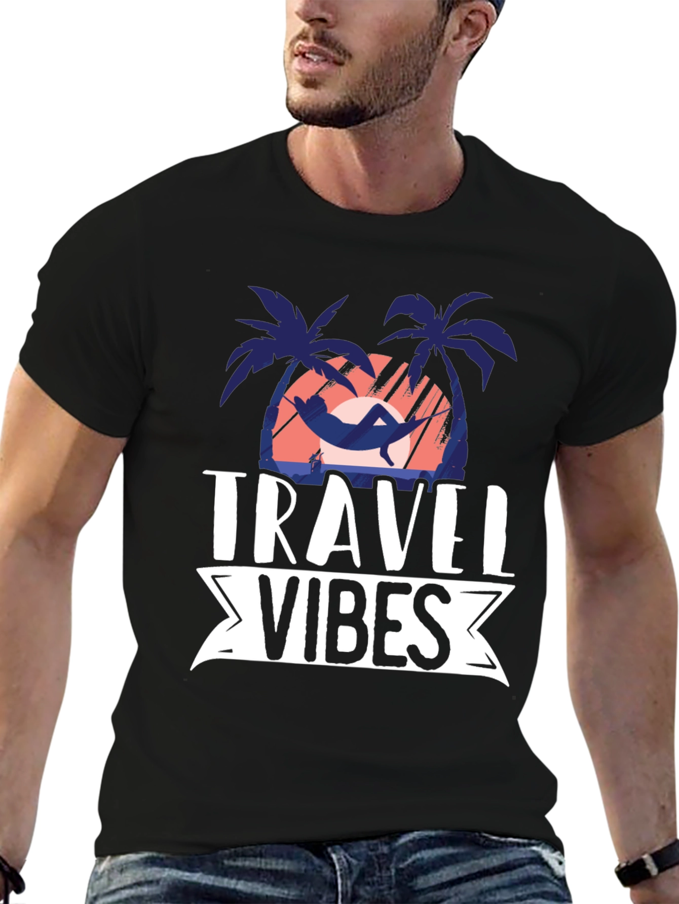 Travel Vibes Graphic Tee - Black