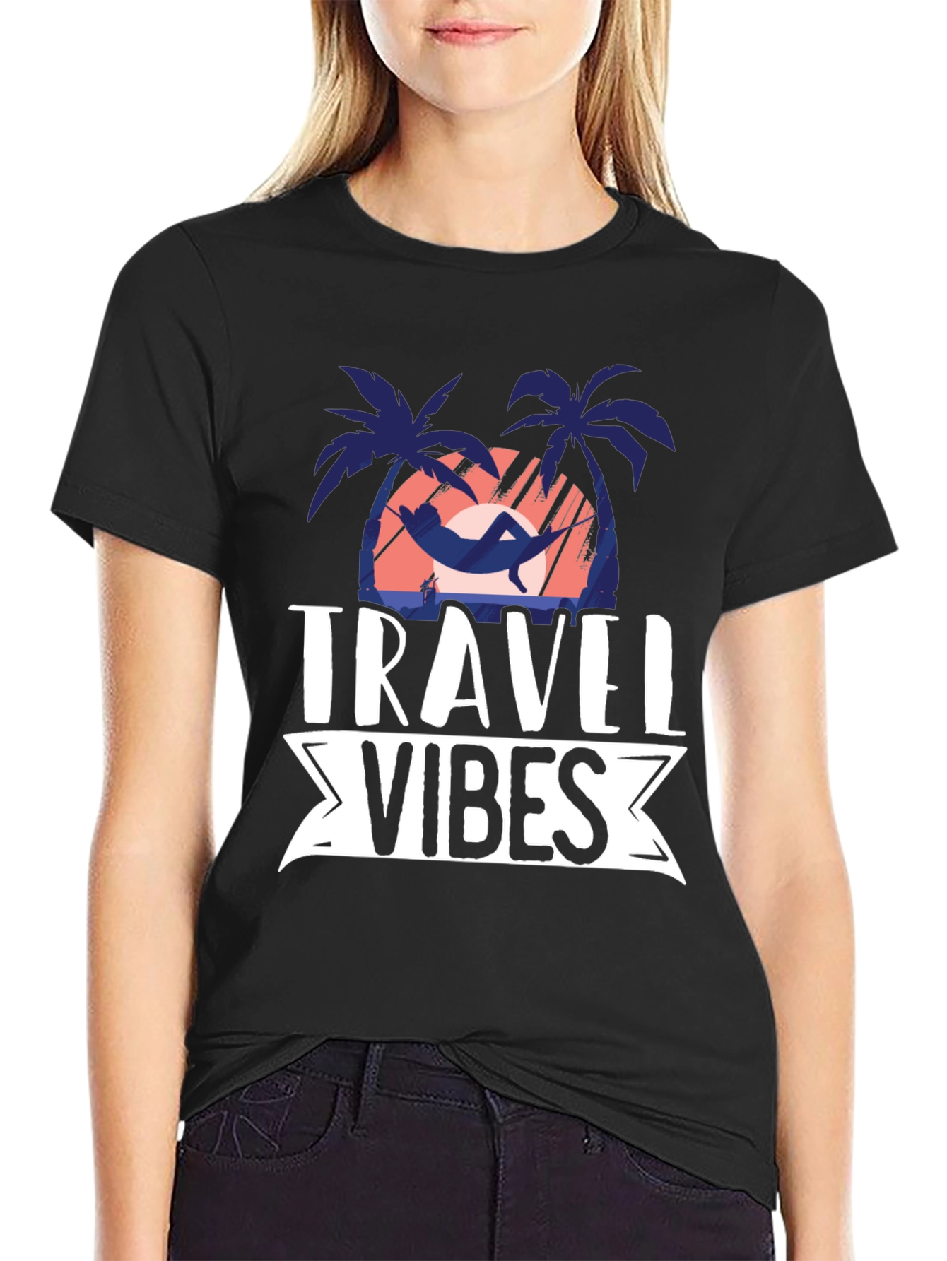 Travel Vibes Graphic Tee - Black