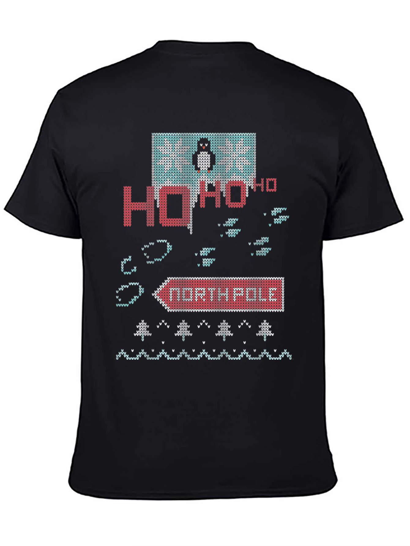 North Pole Penguin Ugly Christmas Knit T-Shirt