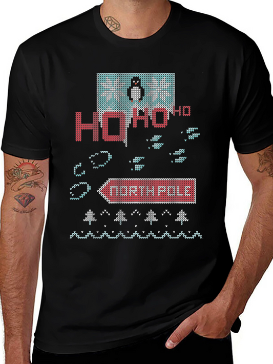 North Pole Penguin Ugly Christmas Knit T-Shirt