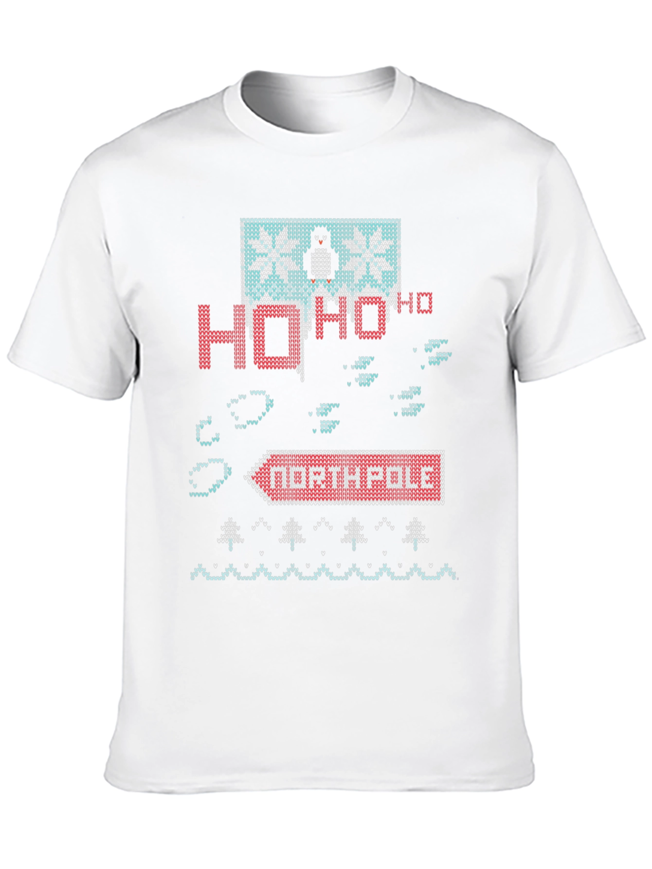 North Pole Penguin Ugly Christmas Knit T-Shirt