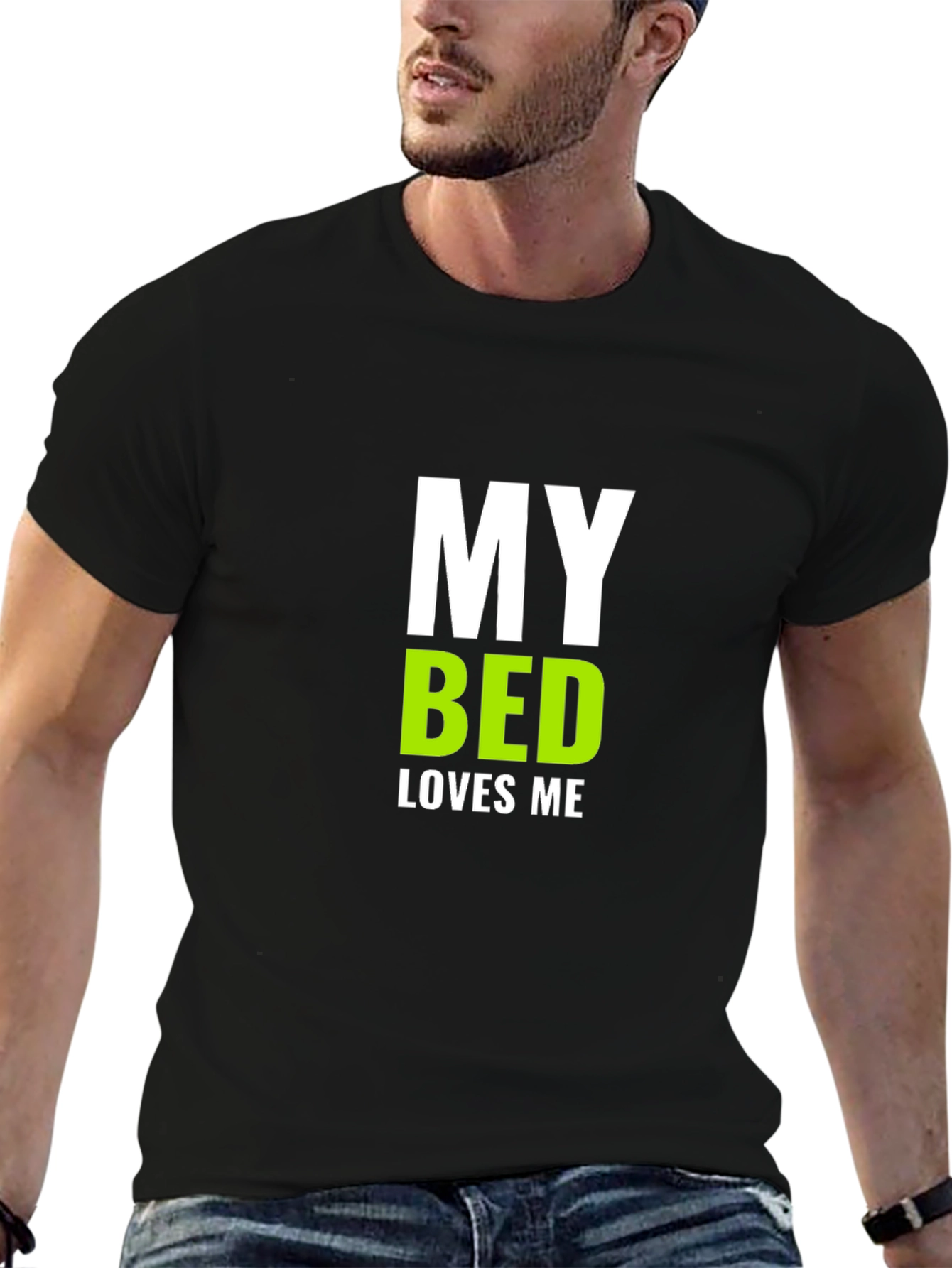 My Bed Loves Me Graphic T-Shirt - Black