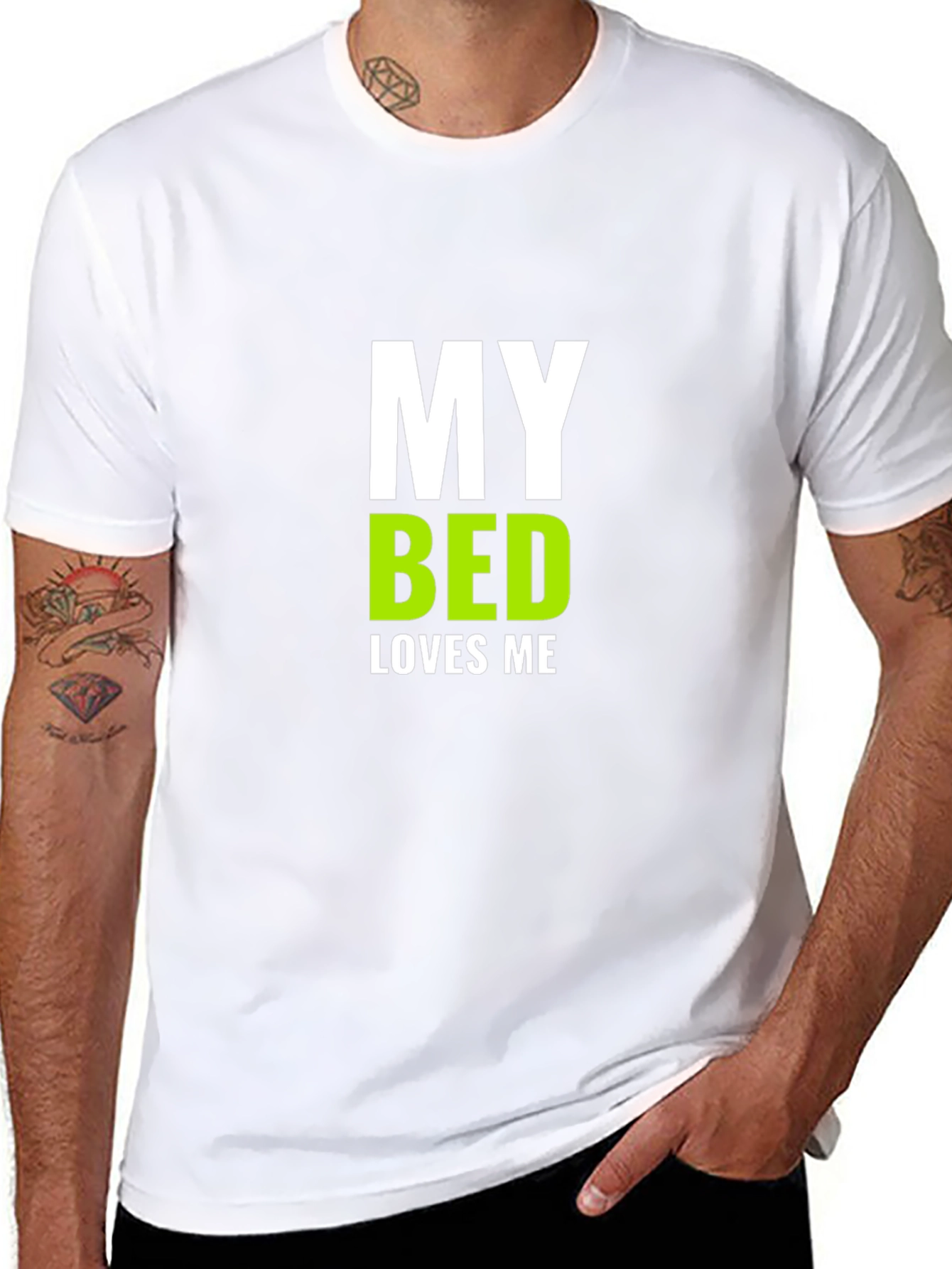 My Bed Loves Me Graphic T-Shirt - Black