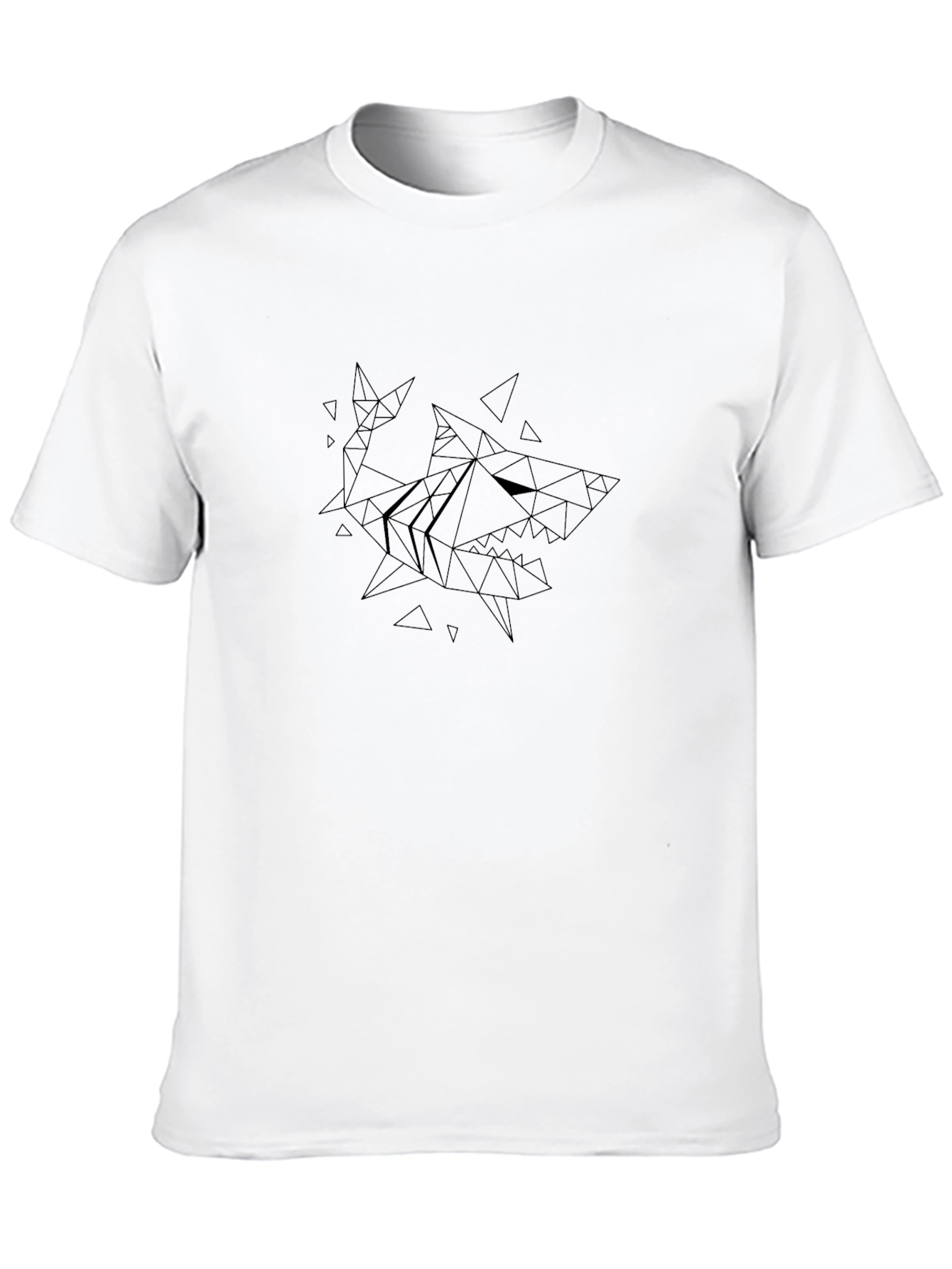 Geometric Shark Graphic Black T-Shirt