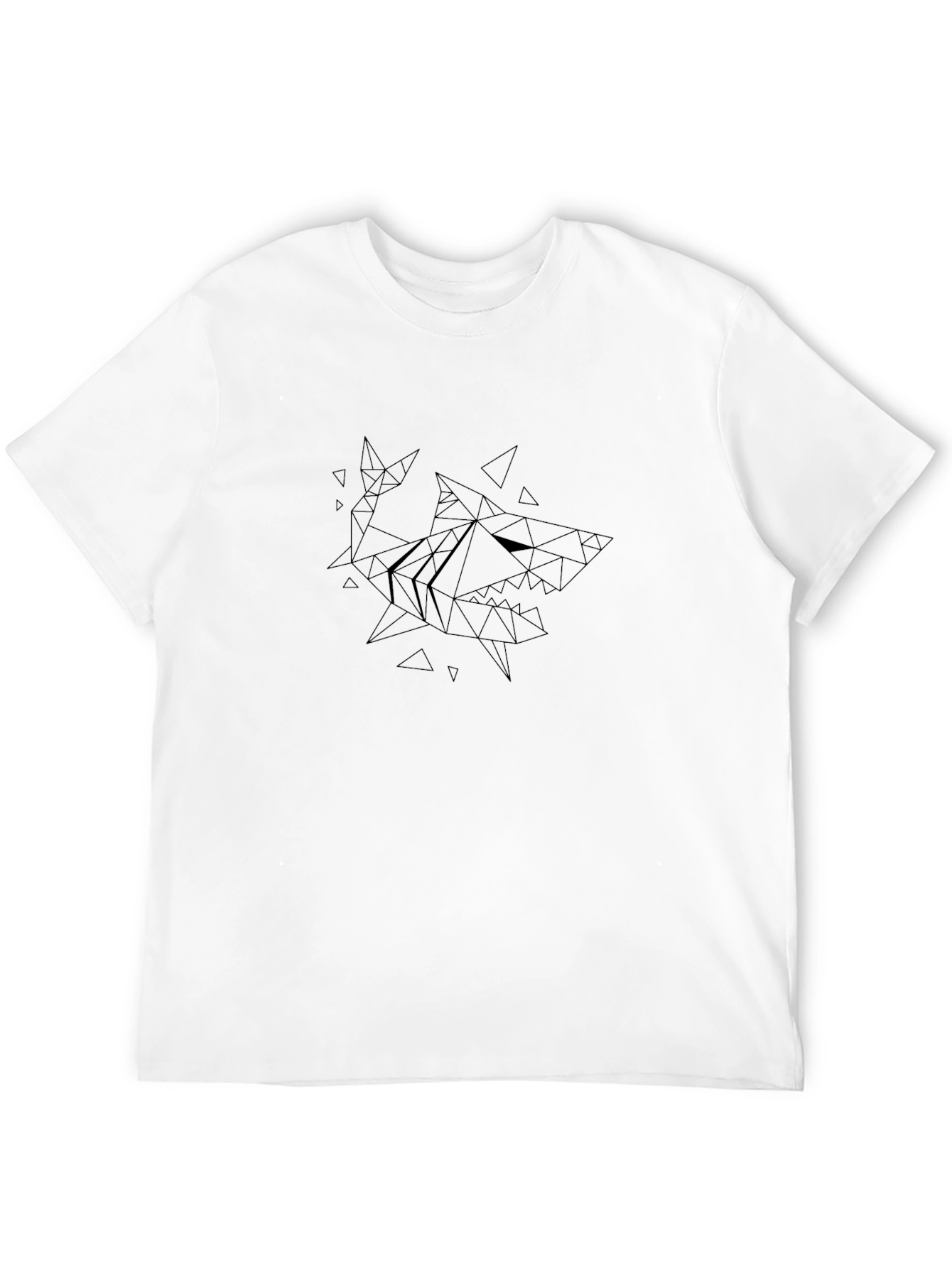 Geometric Shark Graphic Black T-Shirt