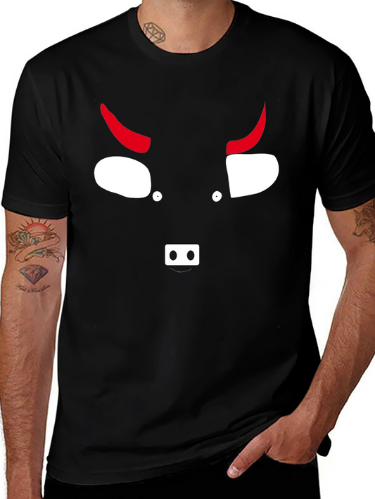 Devil Face Graphic Tee - Black Cotton T-Shirt
