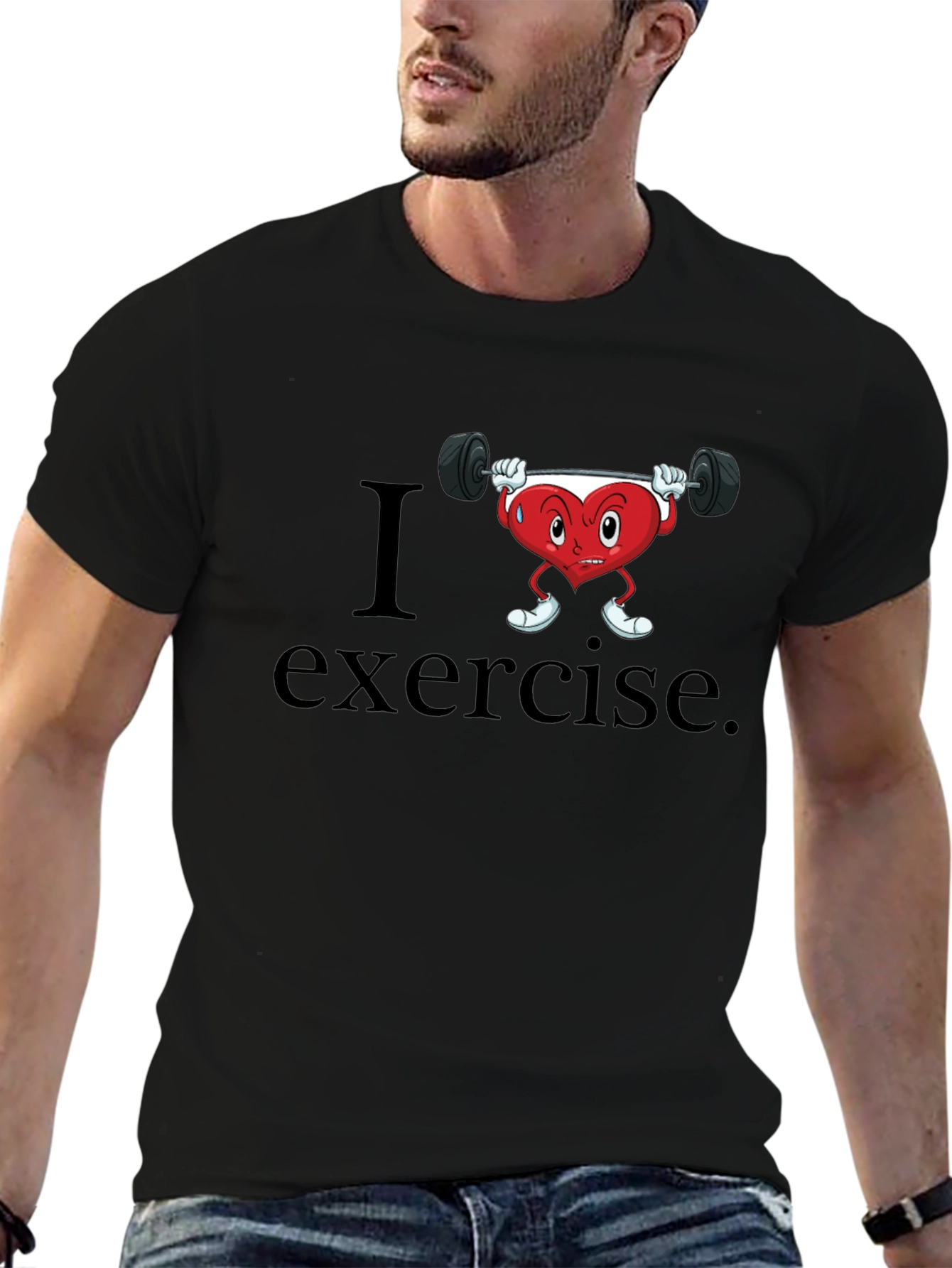 I Heart Exercise Graphic Tee - Mens Black T-Shirt