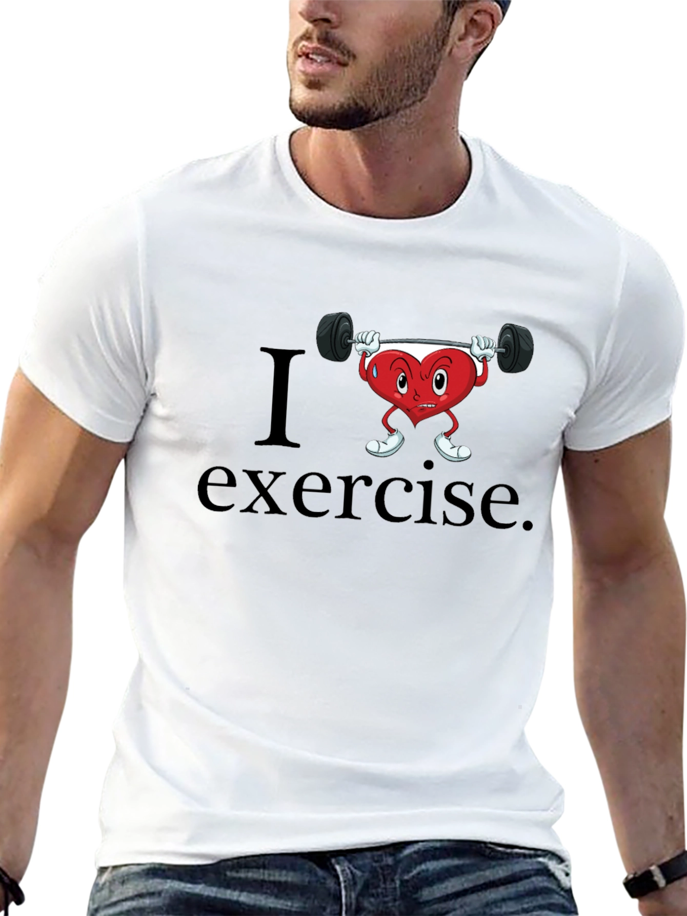 I Heart Exercise Graphic Tee - Mens Black T-Shirt