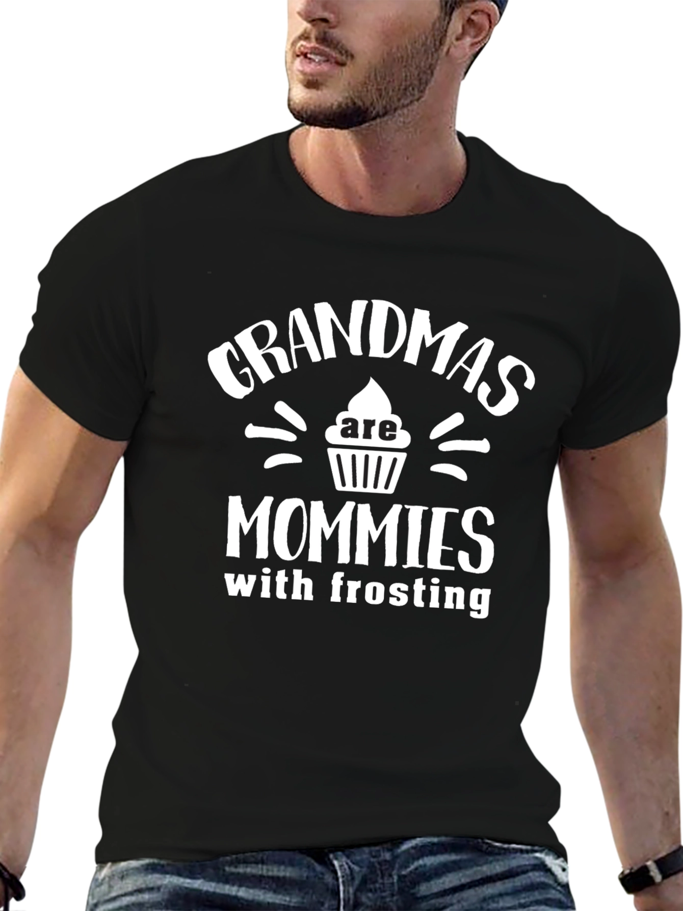 Grandmas Are Mommies with Frosting Black T-Shirt