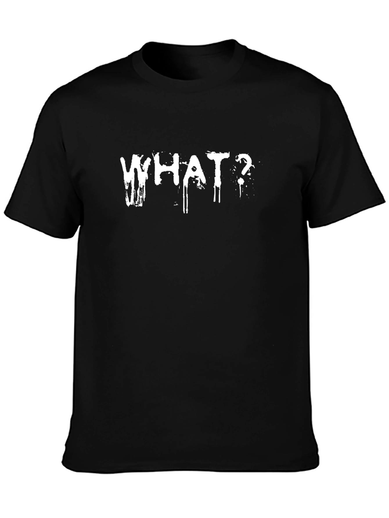Mens Black T-Shirt - WHAT? Graphic Print