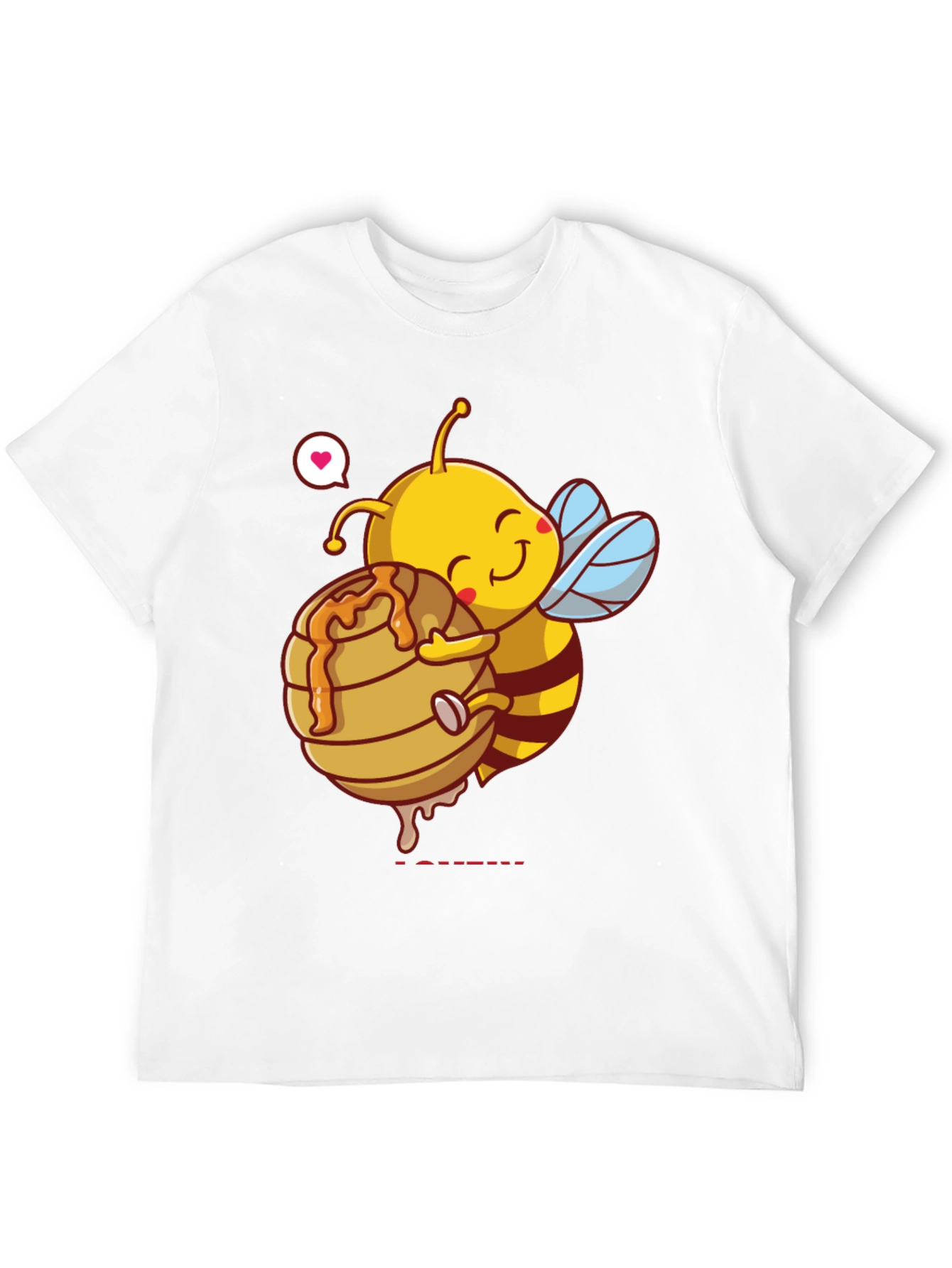 Cute Bee Hugging Honeycomb Graphic T-Shirt