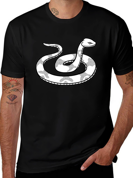 Snake Graphic Tee - Black Cotton T-Shirt