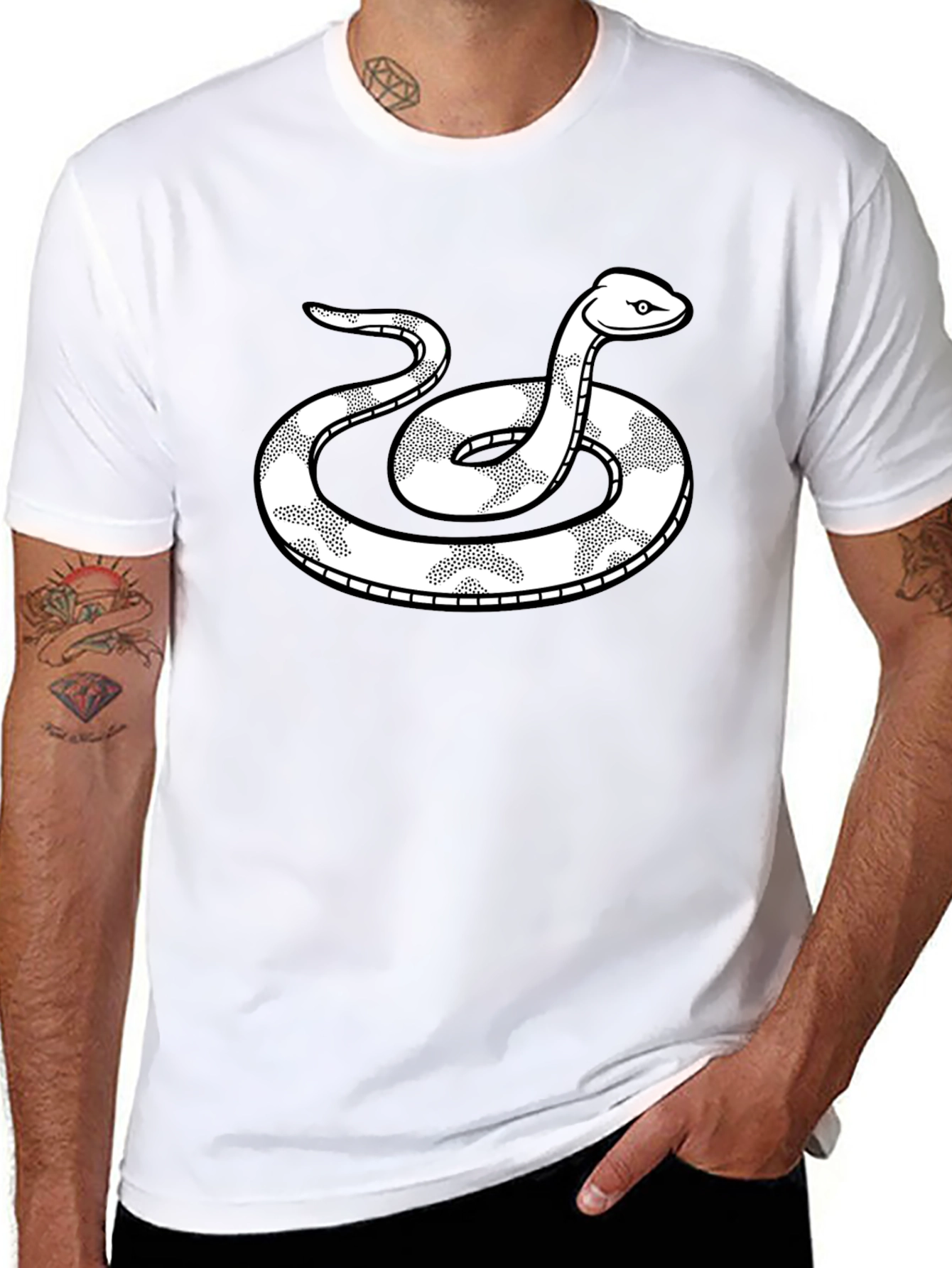 Snake Graphic Tee - Black Cotton T-Shirt