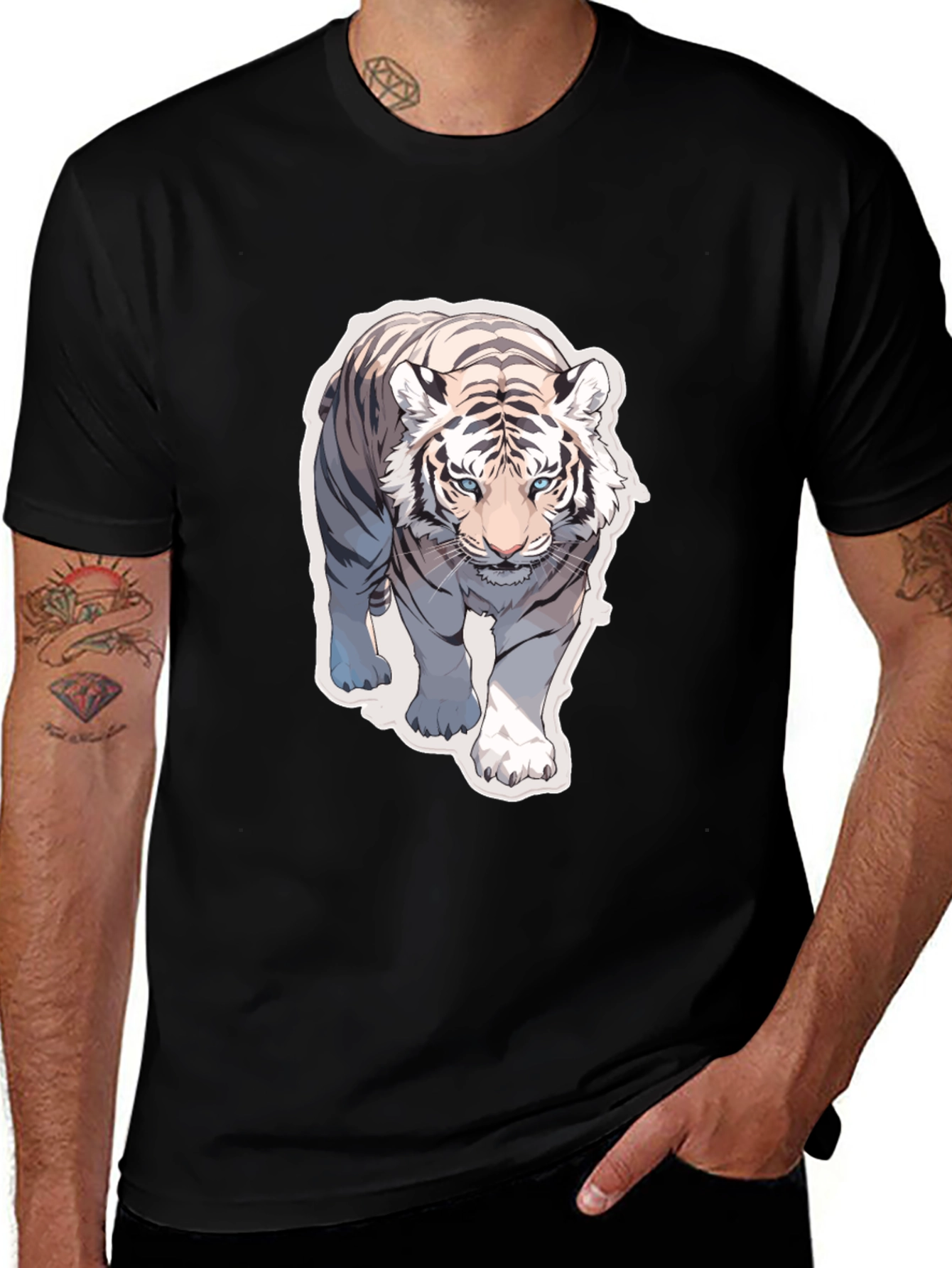 White Tiger Graphic Tee - Cool Animal Print Shirt