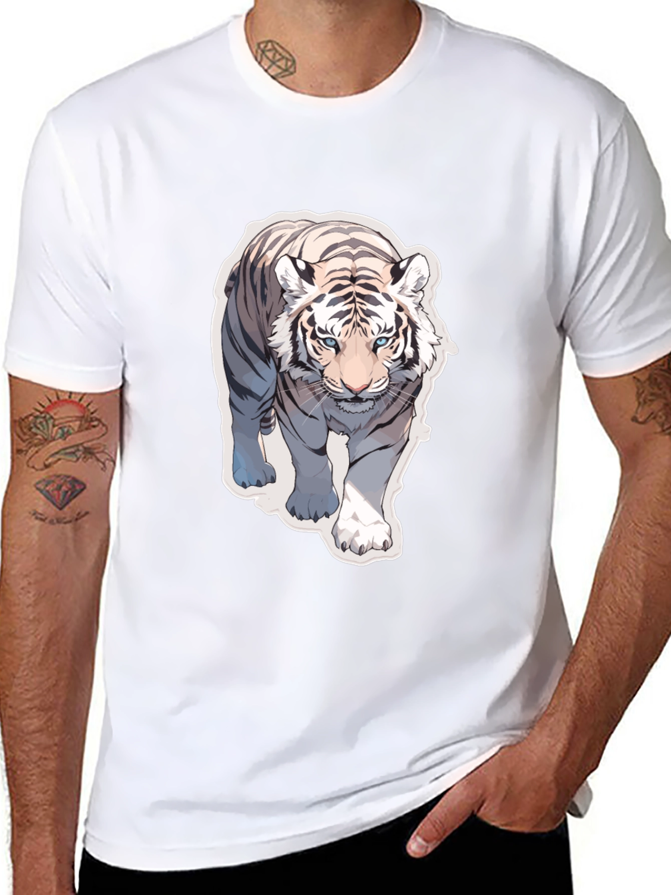 White Tiger Graphic Tee - Cool Animal Print Shirt