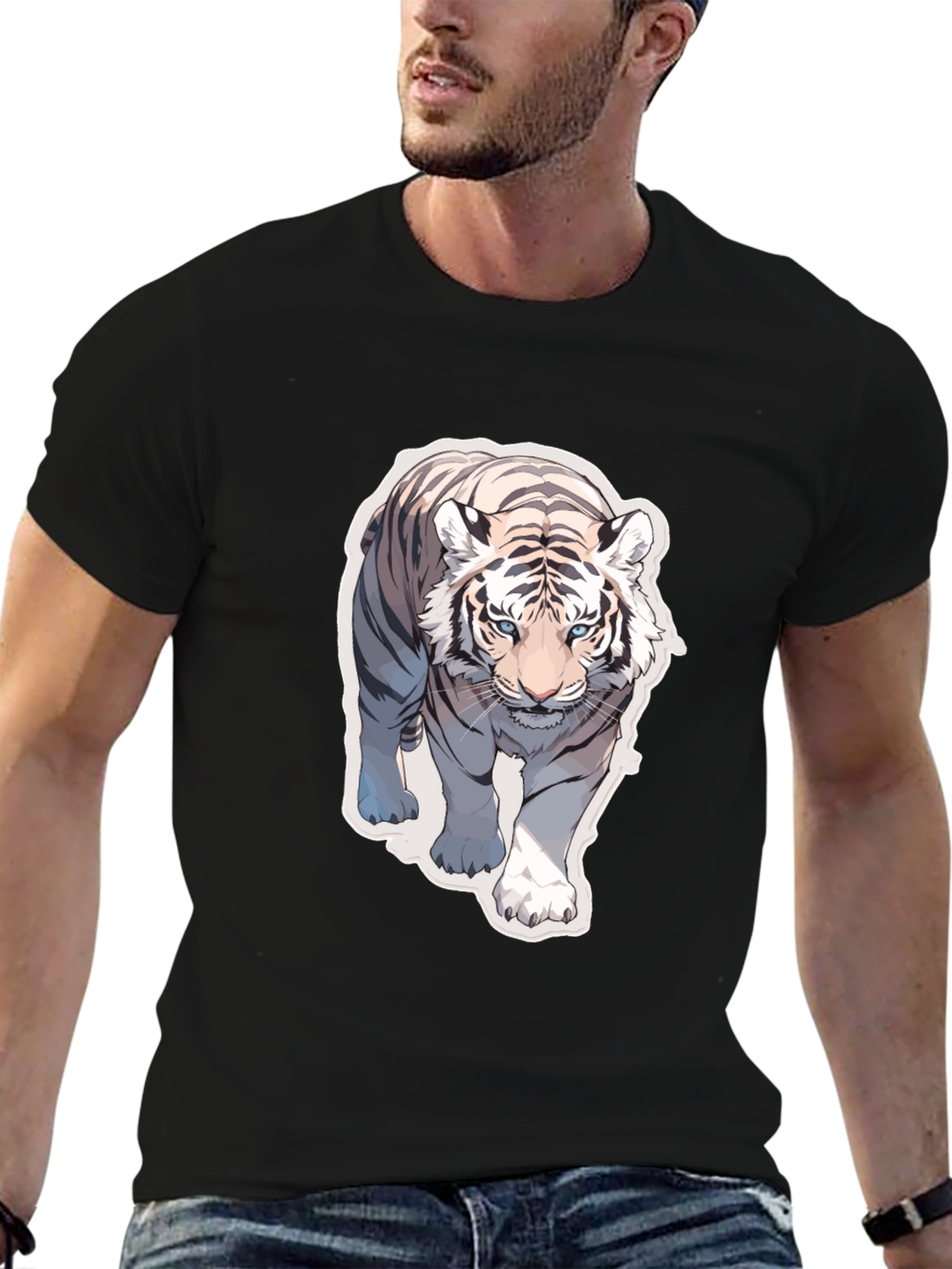 White Tiger Graphic Tee - Cool Animal Print Shirt