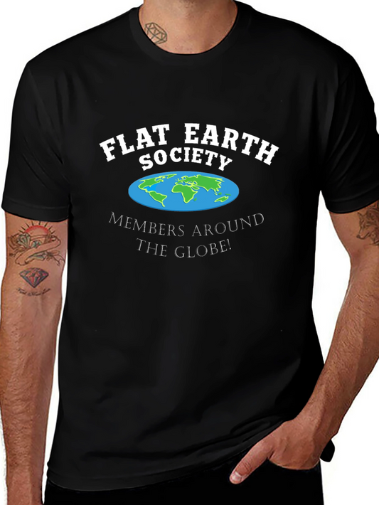 Flat Earth Society Black T-Shirt