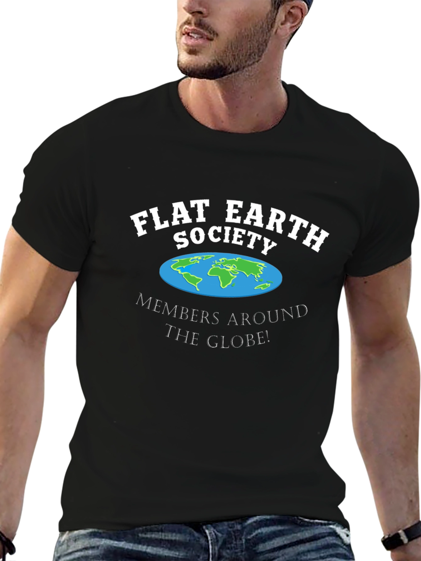 Flat Earth Society Black T-Shirt