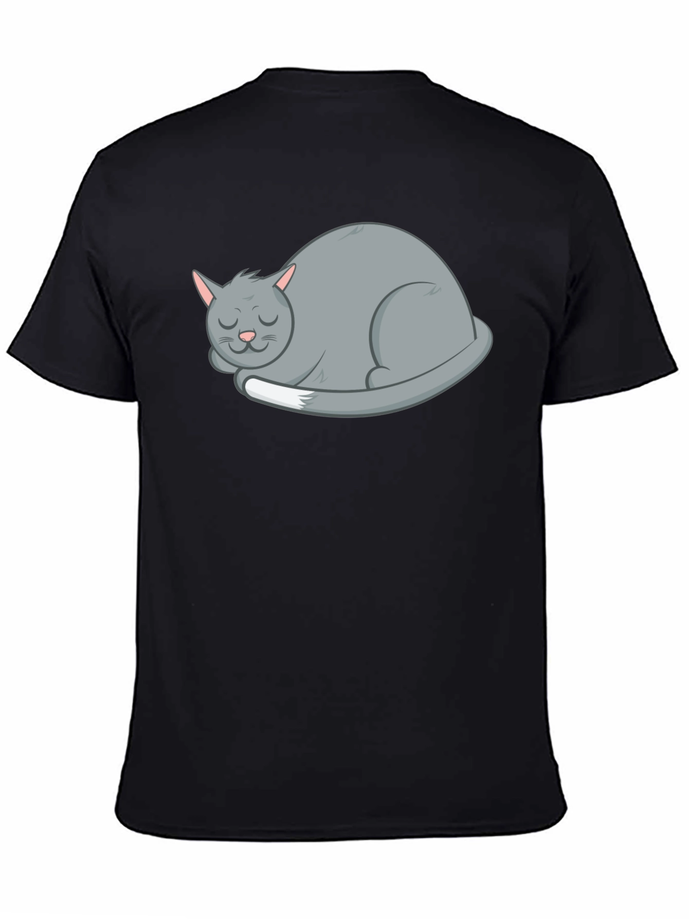 Sleeping Cat Graphic Tee - Soft Black Cotton Shirt