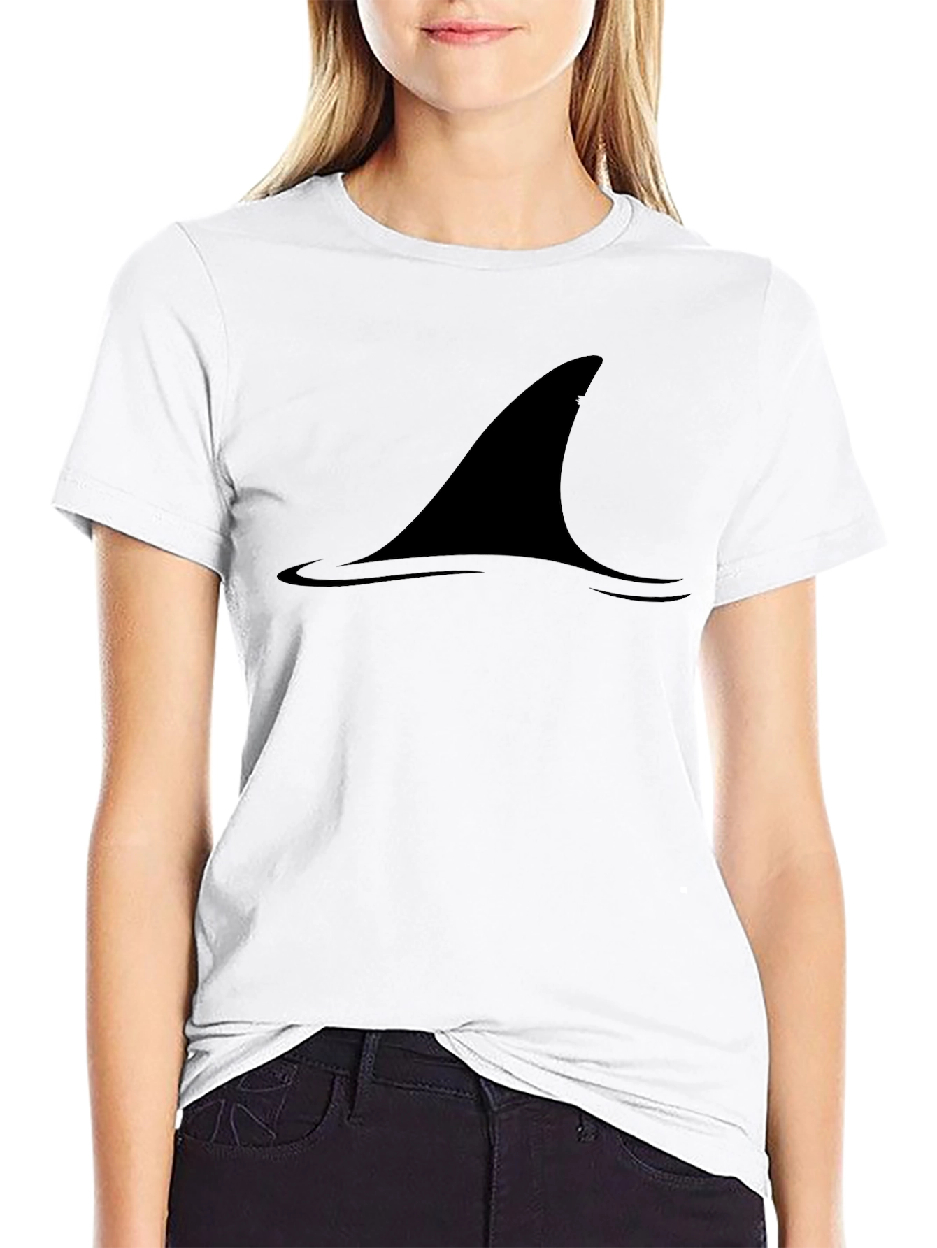 Shark Fin Graphic Black T-Shirt - Mens Casual Tee