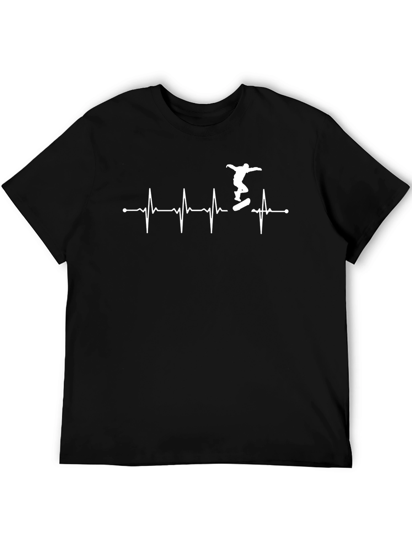Skateboard Heartbeat Graphic Tee - Black