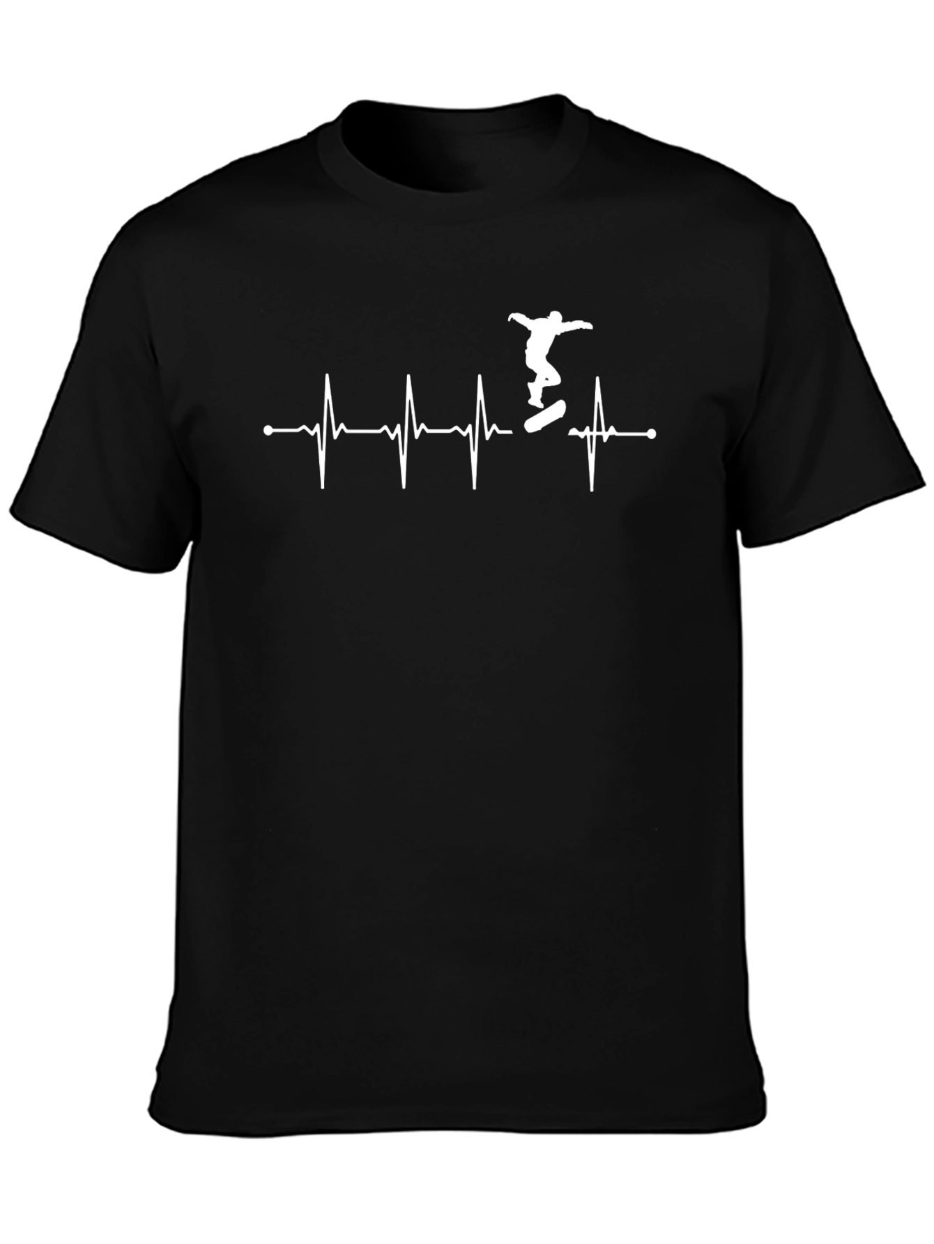 Skateboard Heartbeat Graphic Tee - Black