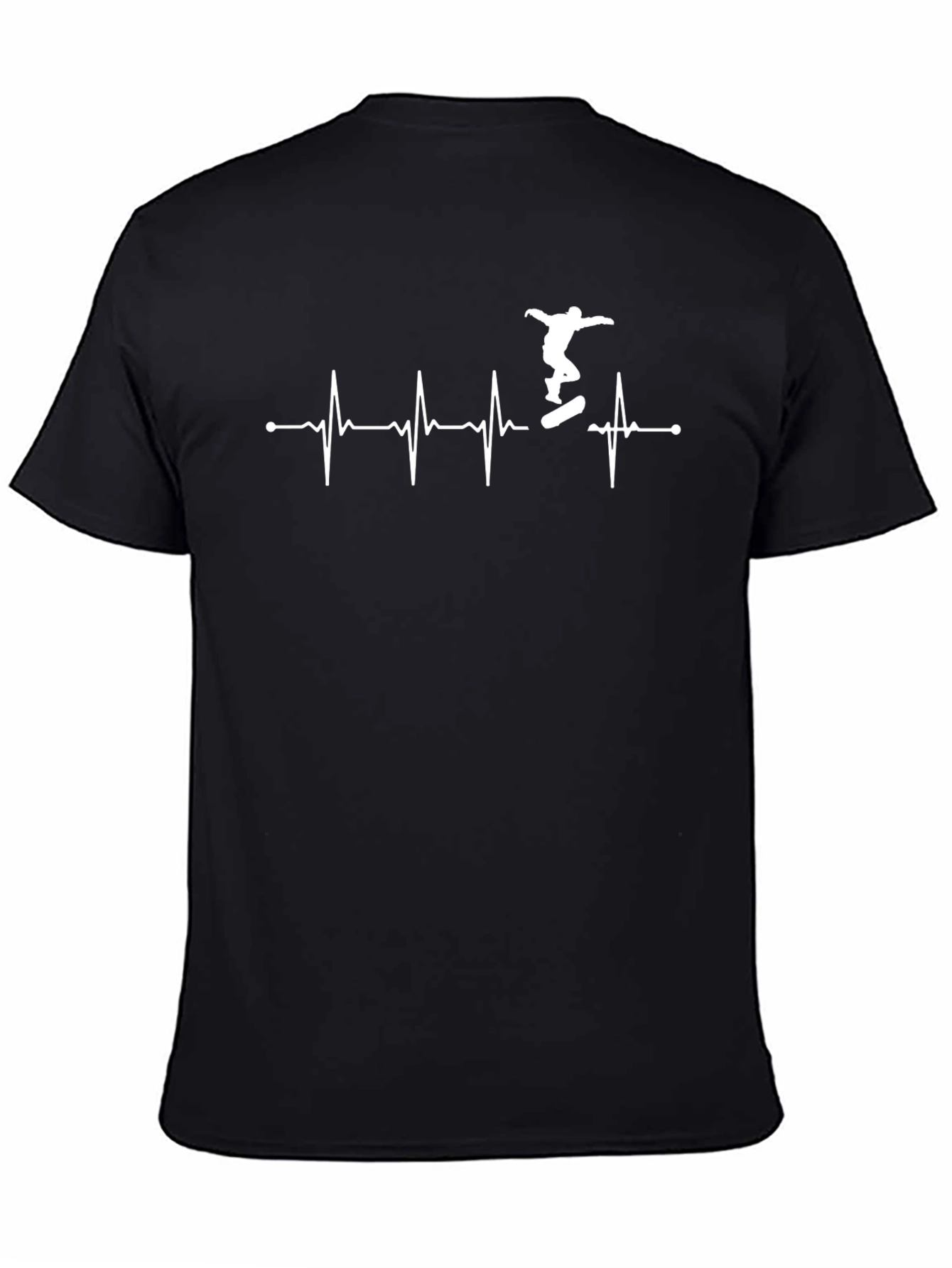 Skateboard Heartbeat Graphic Tee - Black