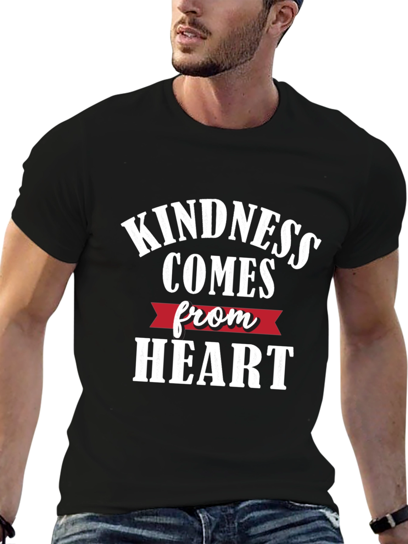 Kindness Comes From Heart Black Graphic Tee