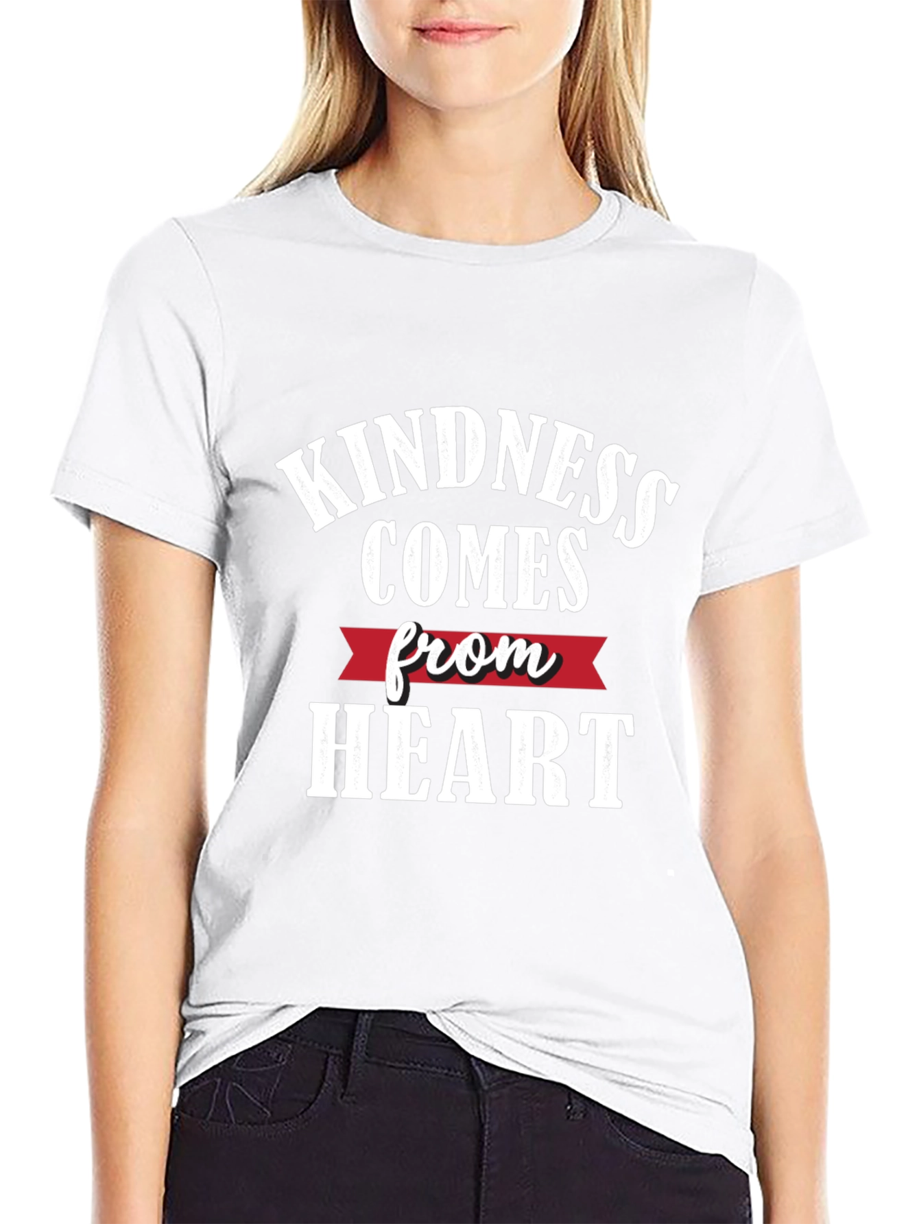 Kindness Comes From Heart Black Graphic Tee