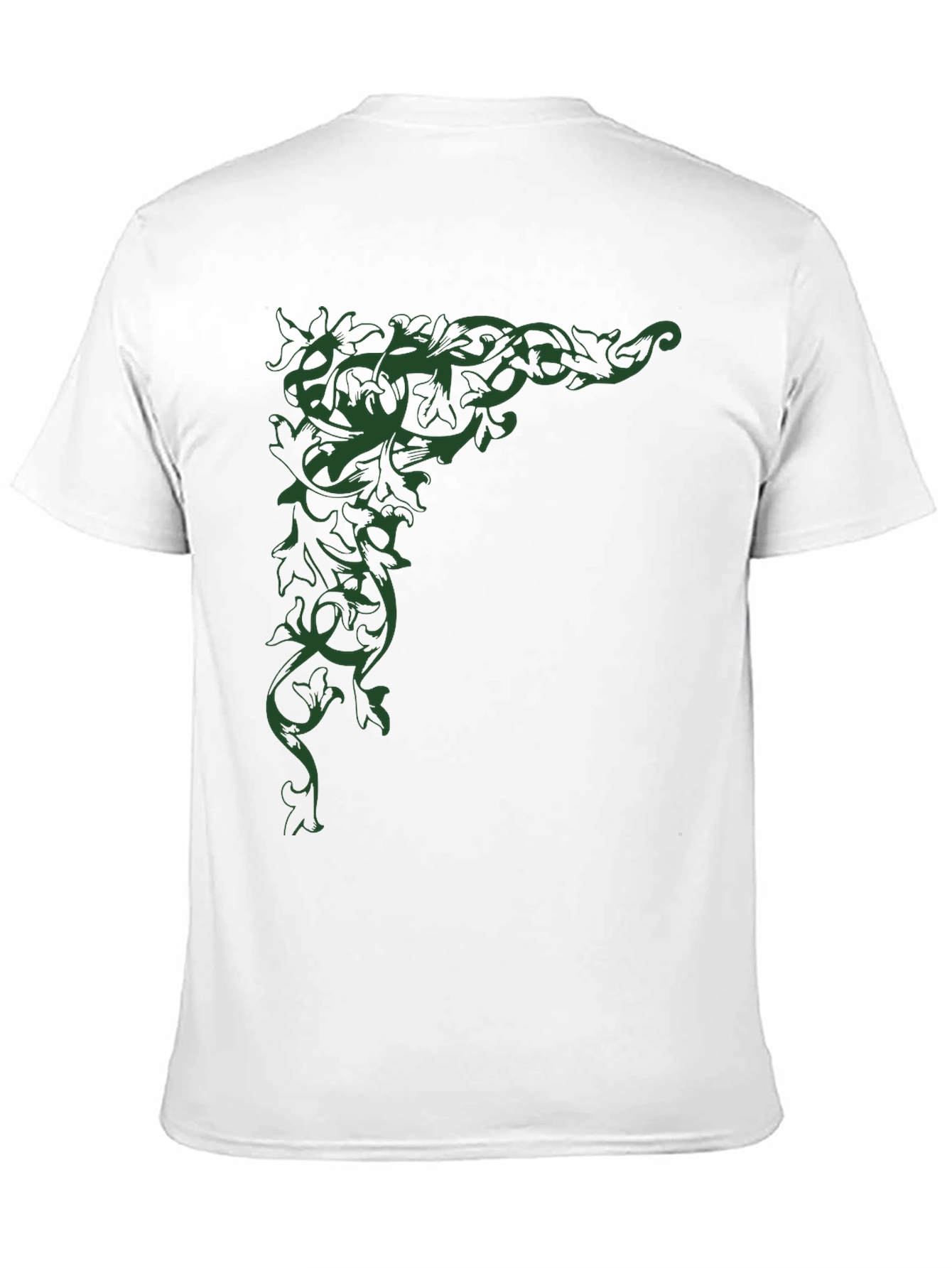 Elegant Leaf Vine Graphic Black T-Shirt