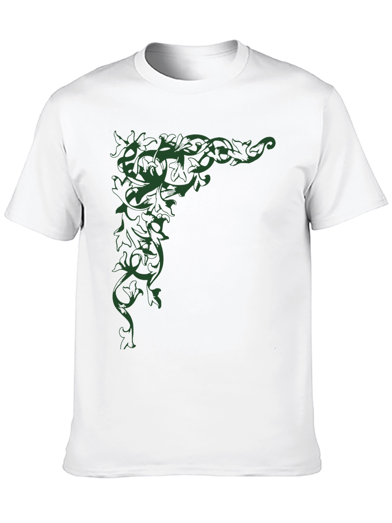 Elegant Leaf Vine Graphic Black T-Shirt