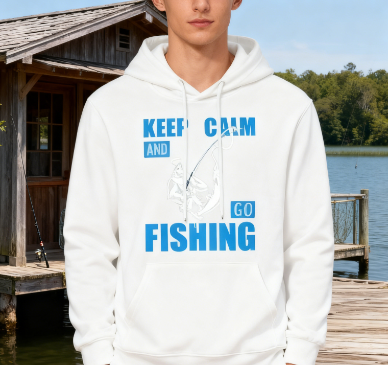 Minimalist 'GO FISHING' Print Hoodie