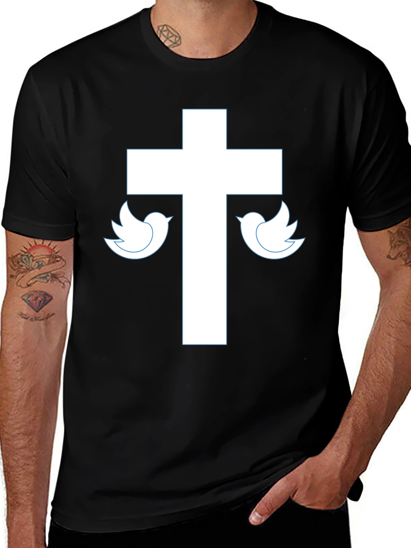 Cross & Dove Graphic Tee - Black Christian T-Shirt