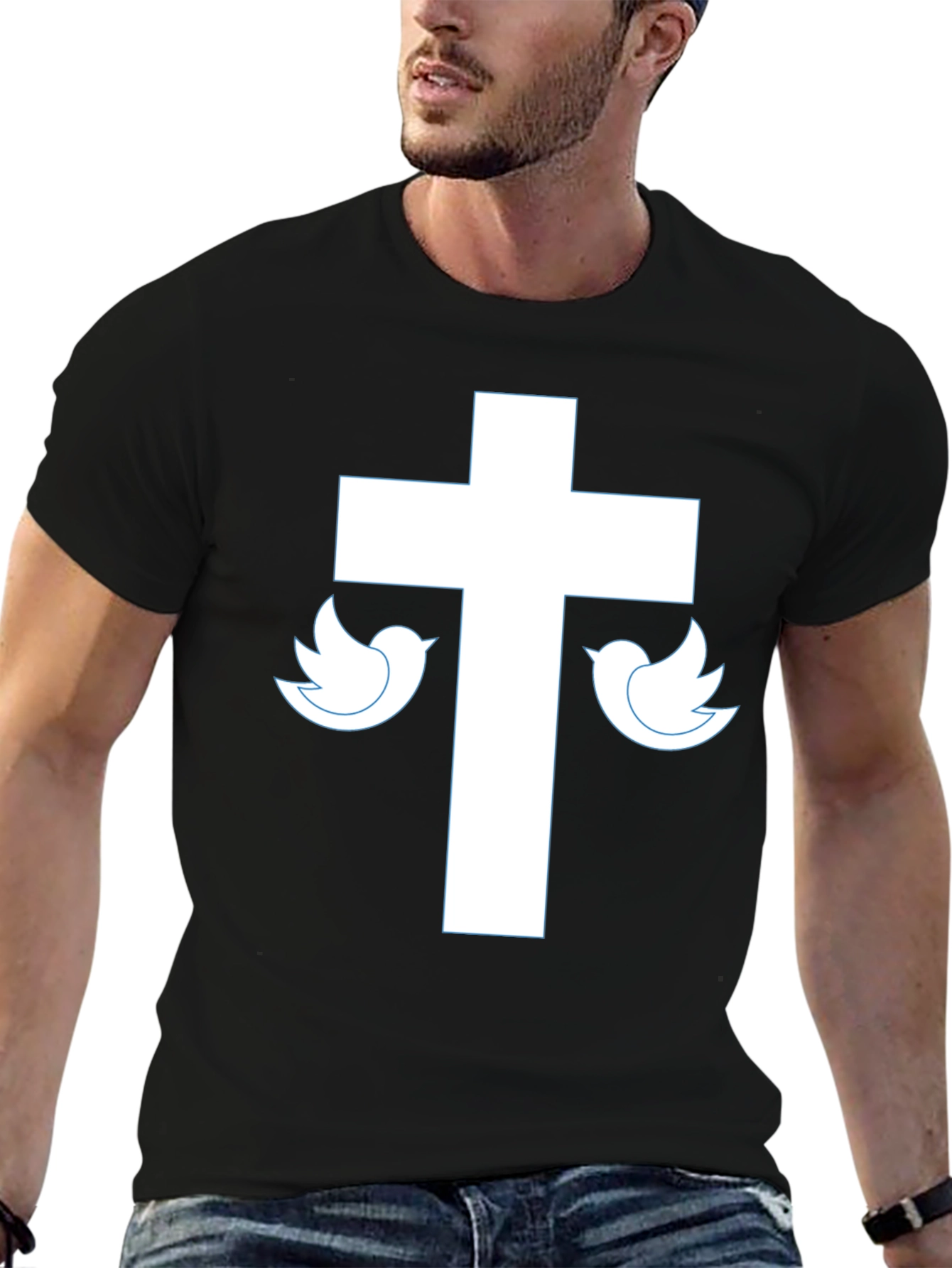 Cross & Dove Graphic Tee - Black Christian T-Shirt
