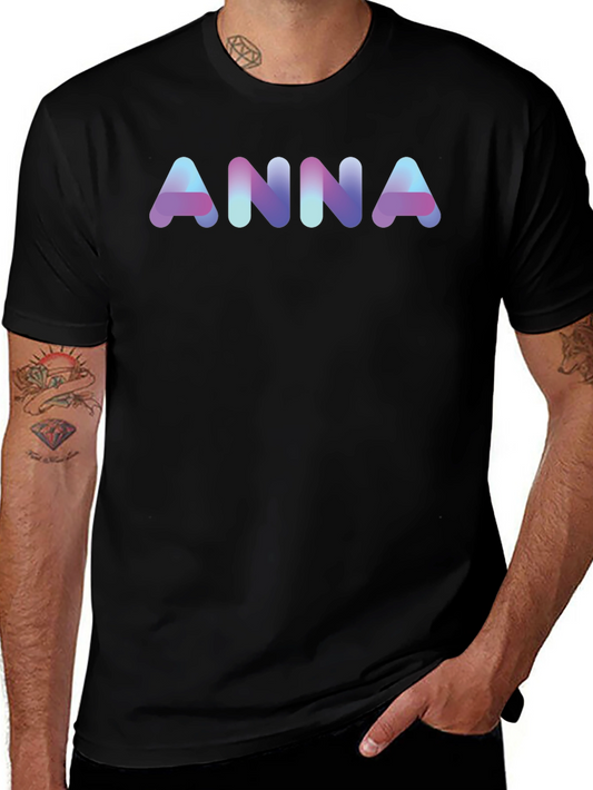 Anna T-Shirt - Gradient Name Print - Stylish Casual Wear
