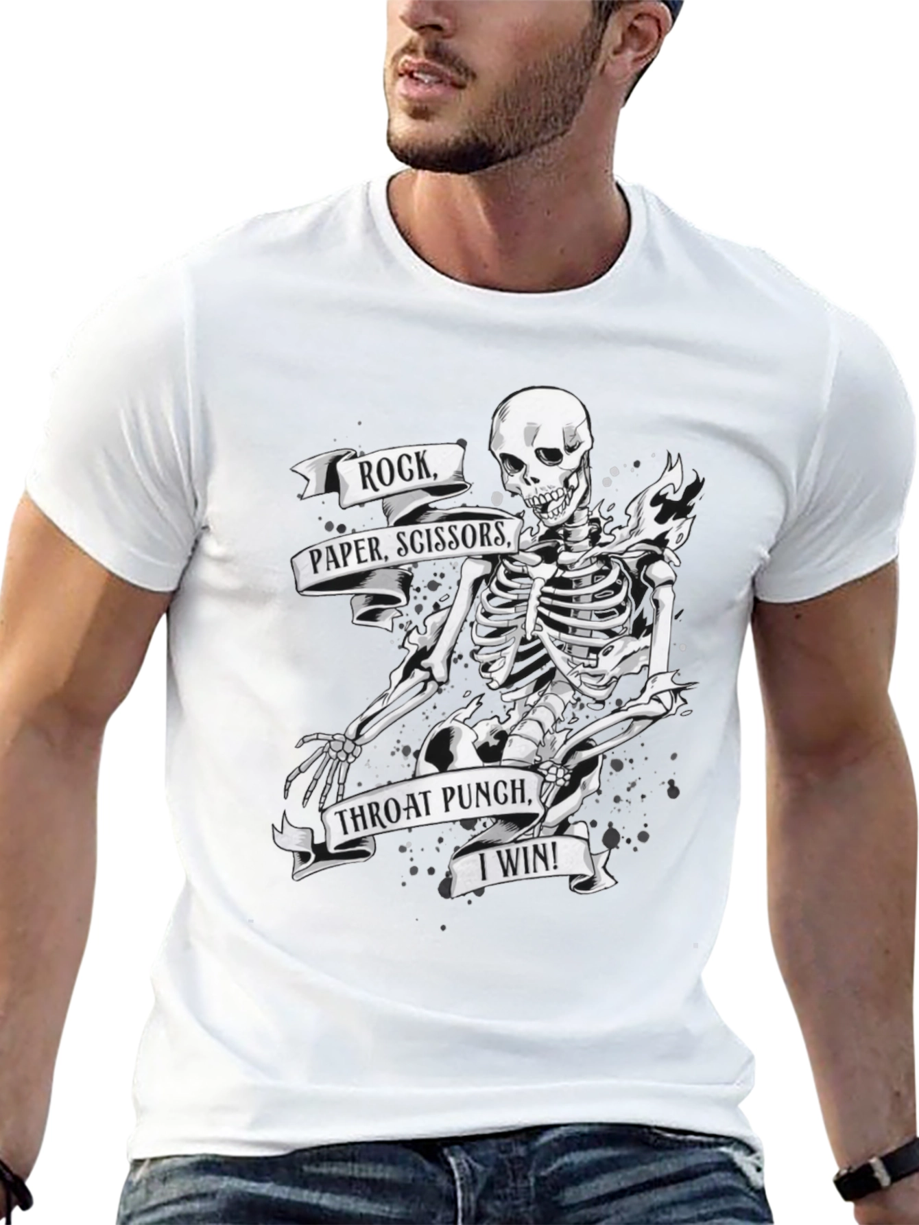 Rock Paper Scissors Skeleton Graphic Tee