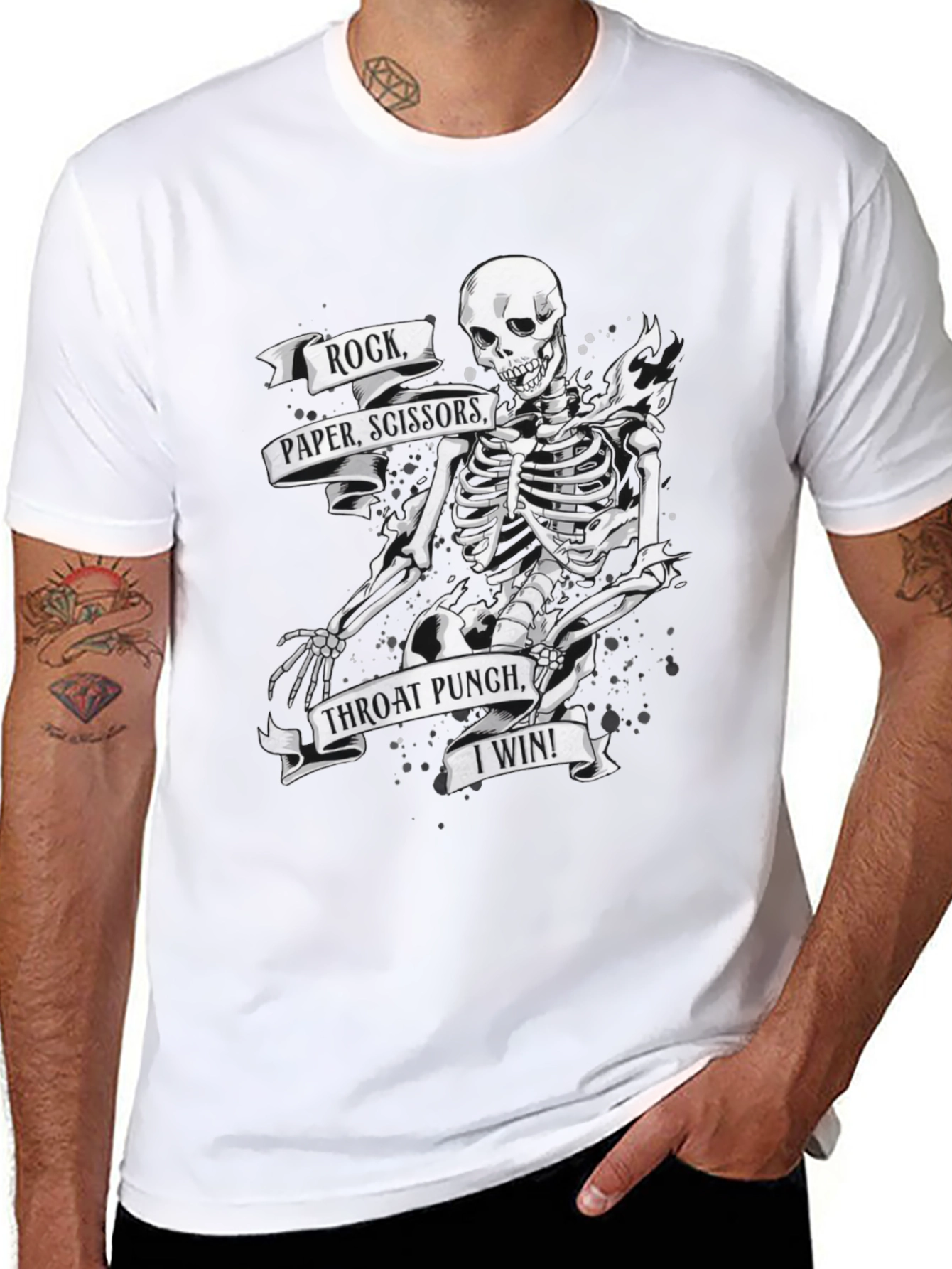Rock Paper Scissors Skeleton Graphic Tee