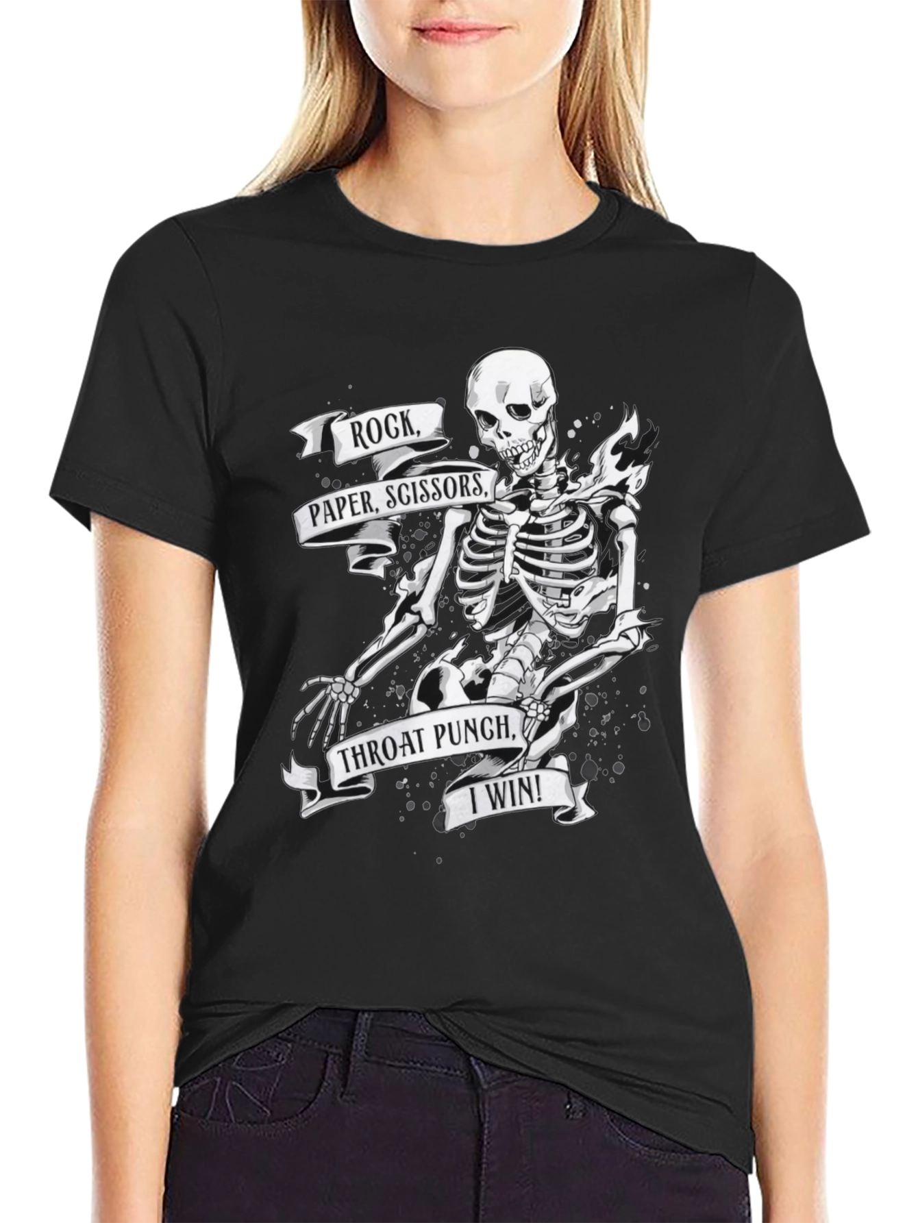 Rock Paper Scissors Skeleton Graphic Tee