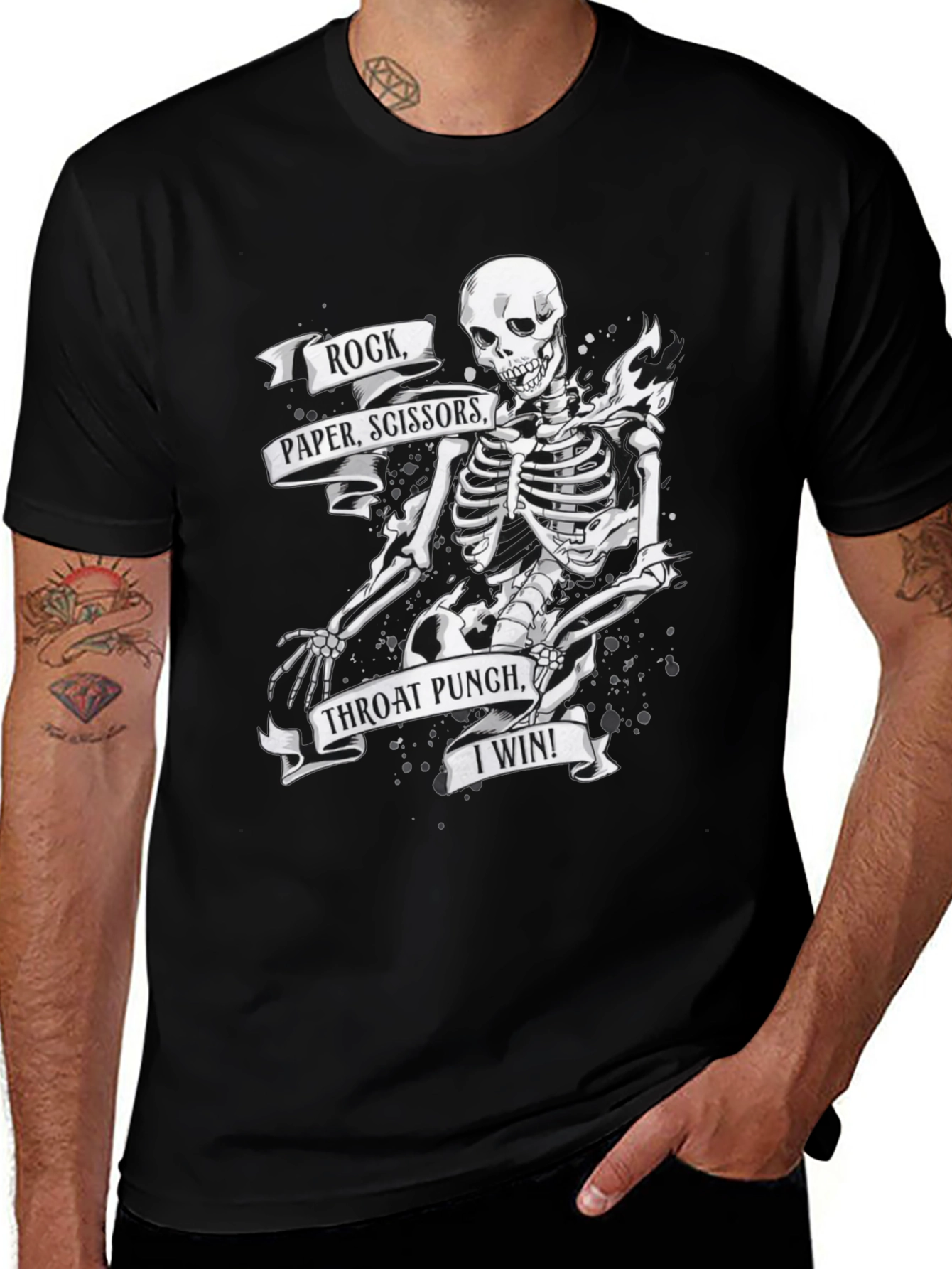 Rock Paper Scissors Skeleton Graphic Tee