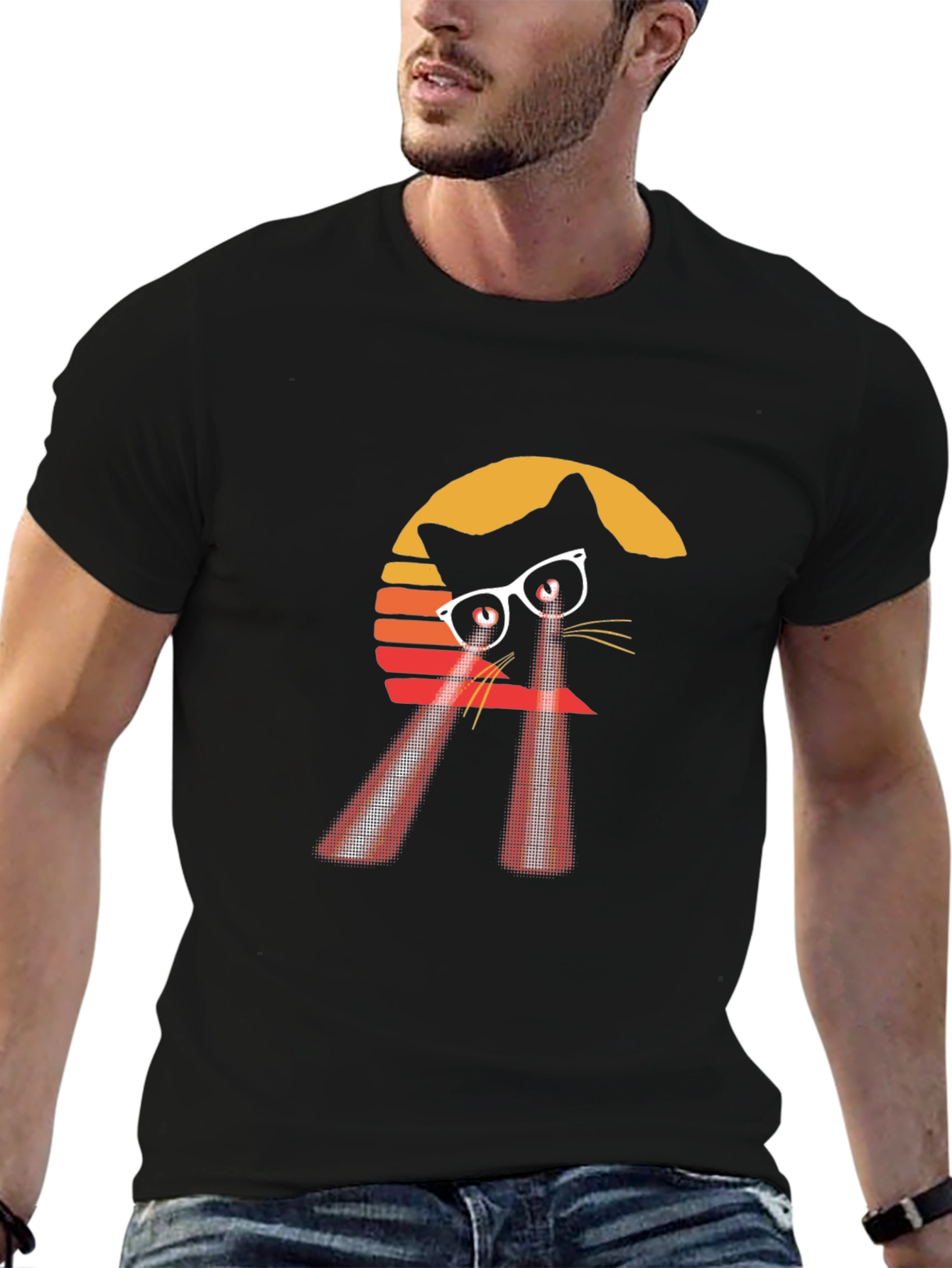Retro Laser Cat T-Shirt