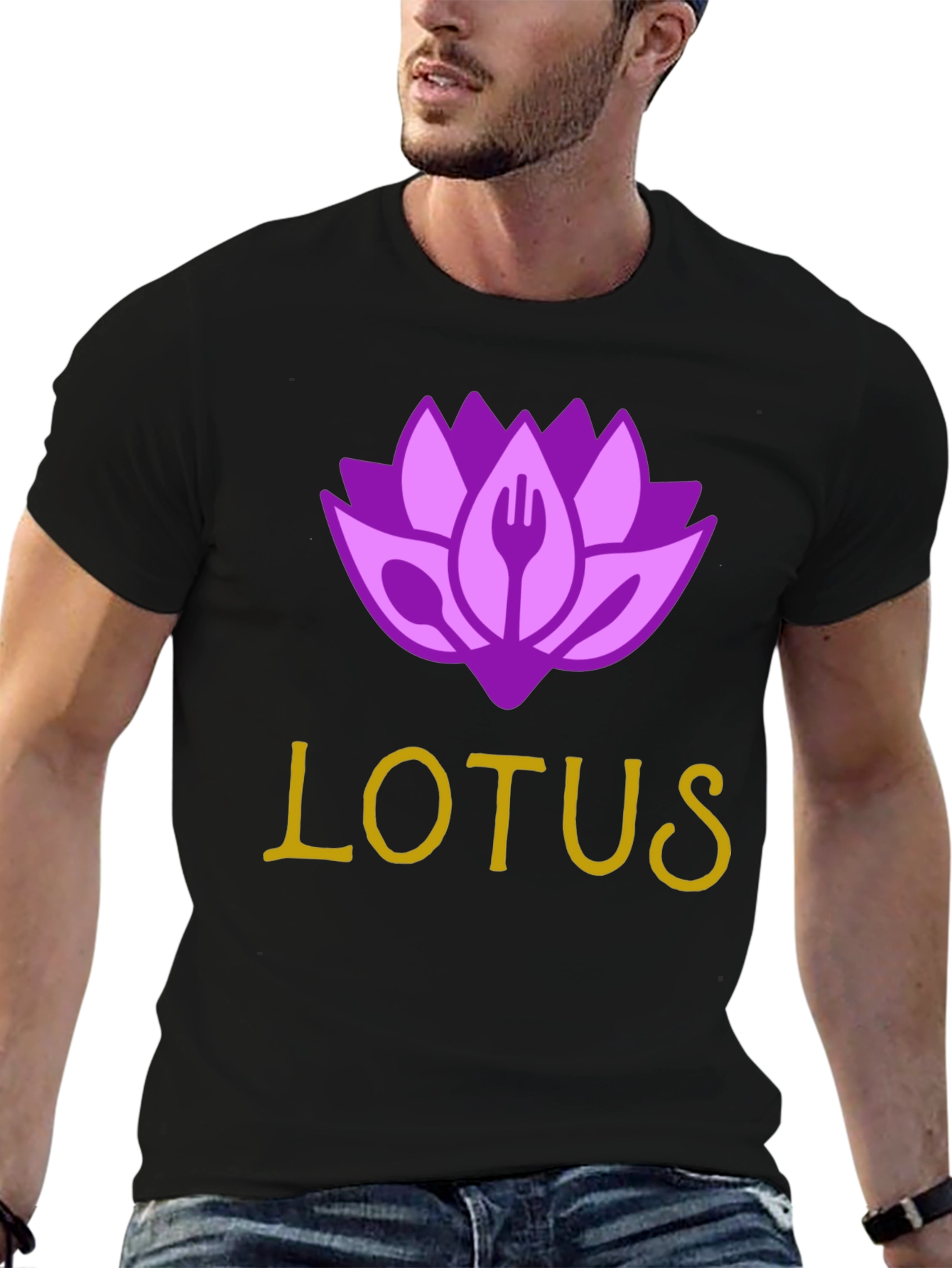 Lotus Restaurant T-Shirt - Black Cotton Blend